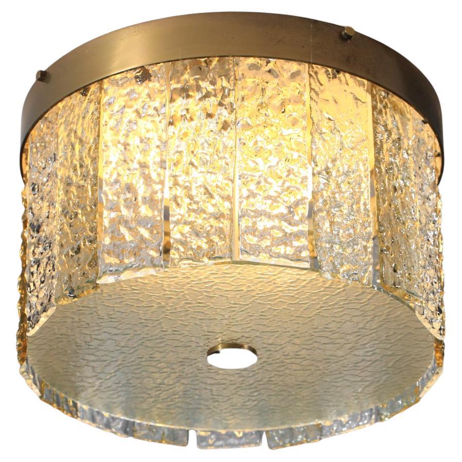 Italian ceiling light by Angelo Lelli for Arredoluce glass plate For Sale