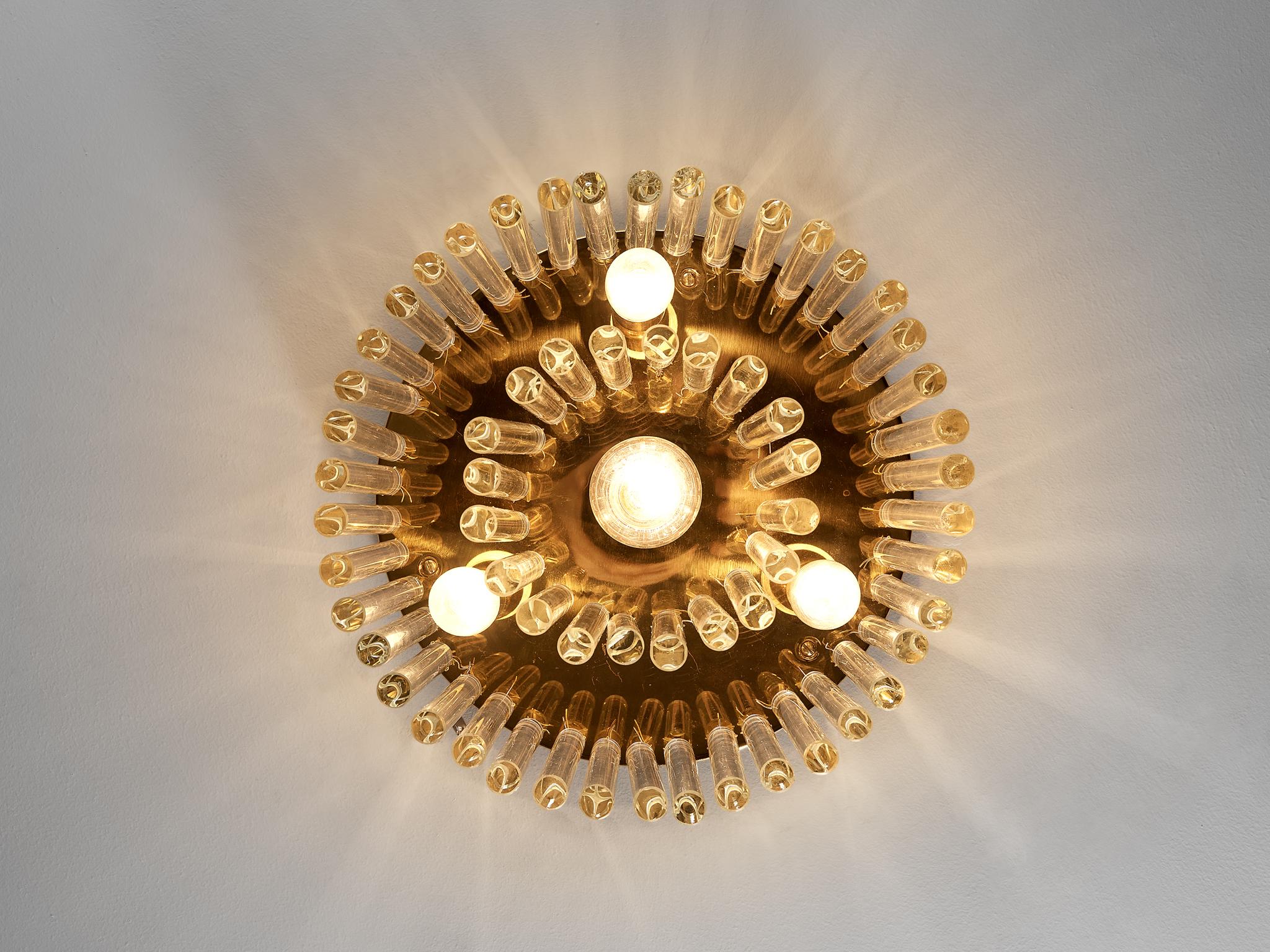 Italian Ceiling Light in Brass and Glass  1