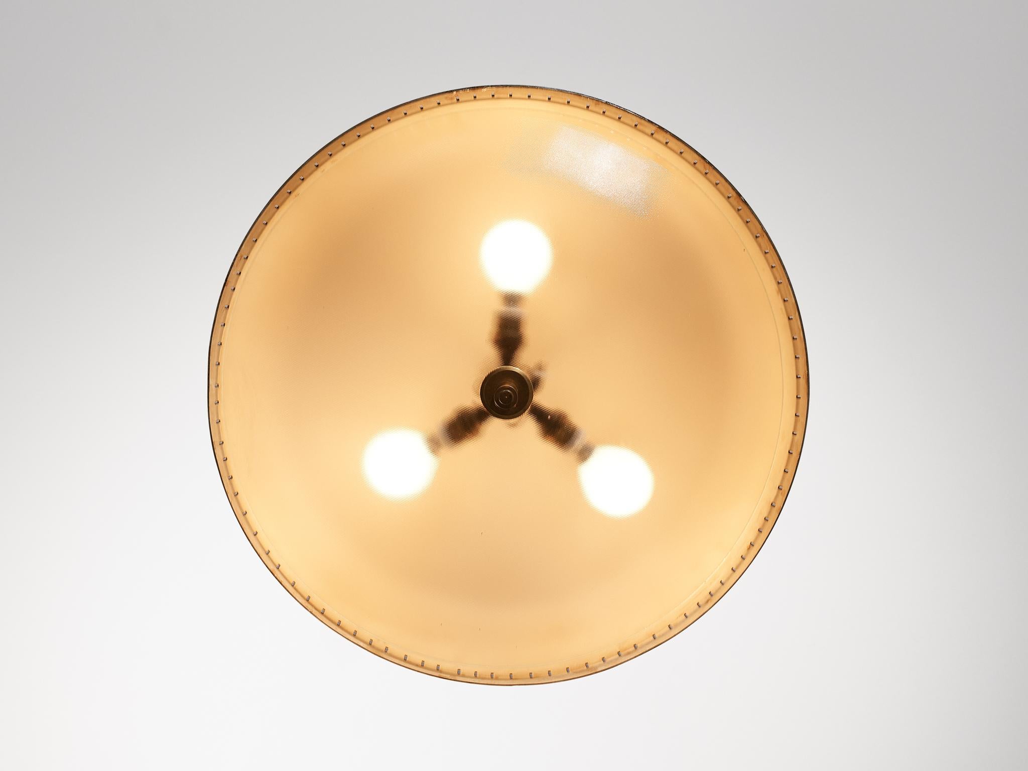 Italian Ceiling Light with Counterweight in Copper and Satin Glass 4