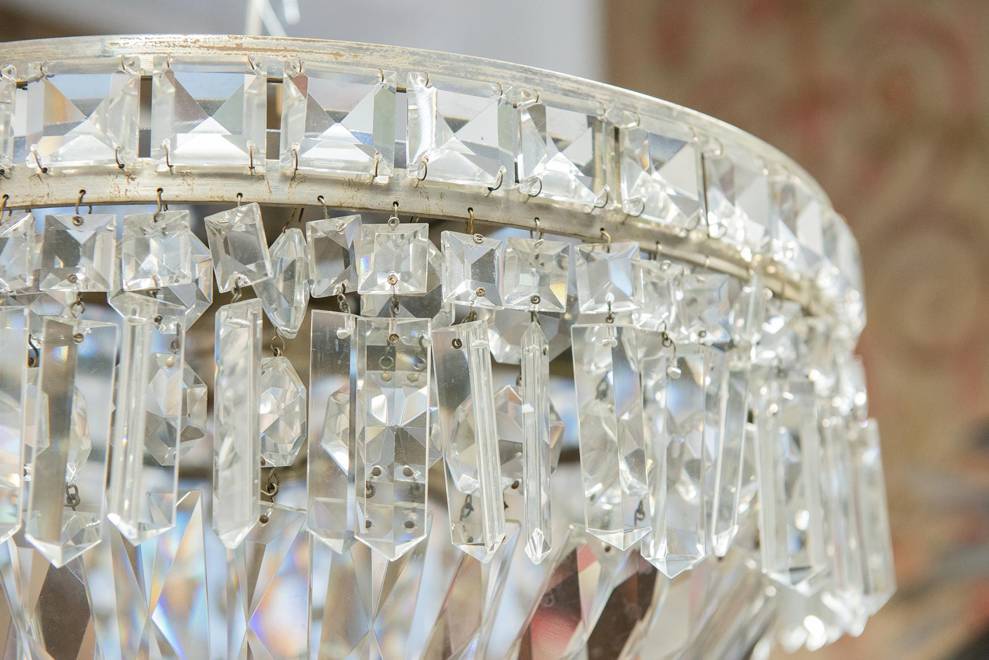 Mid-Century Modern Italian Ceiling Vintage Crystal Lamp For Sale