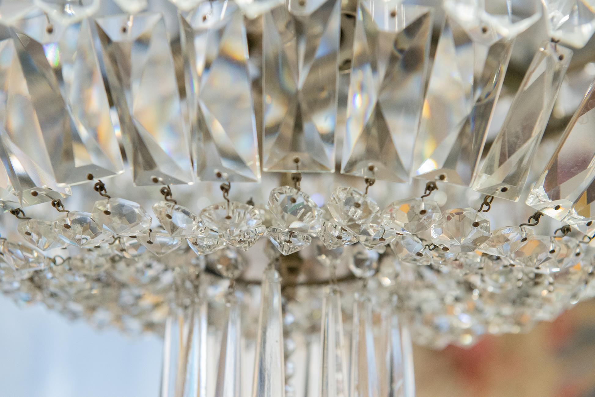 Italian Ceiling Vintage Crystal Lamp In Excellent Condition For Sale In Alessandria, Piemonte