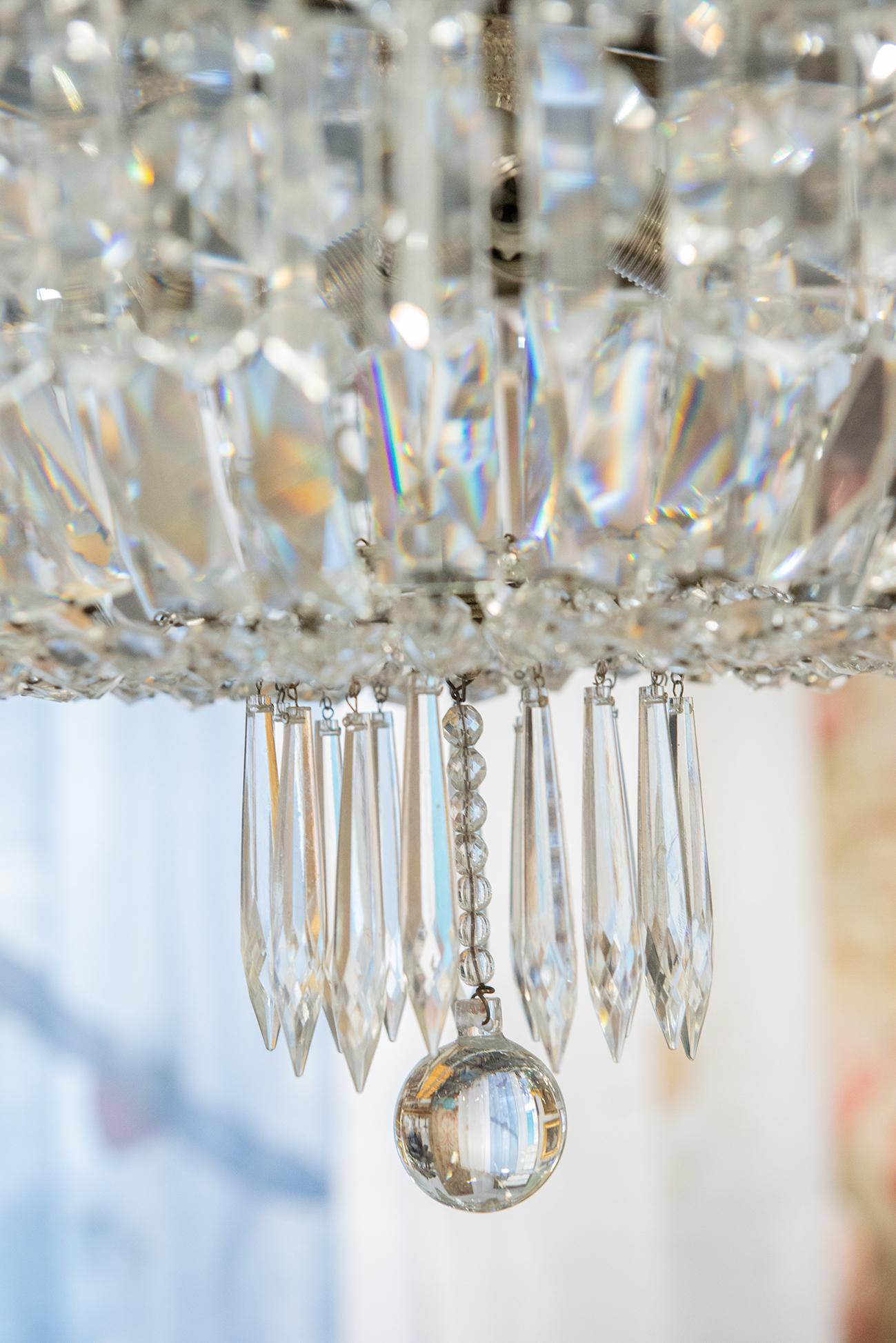 20th Century Italian Ceiling Vintage Crystal Lamp For Sale