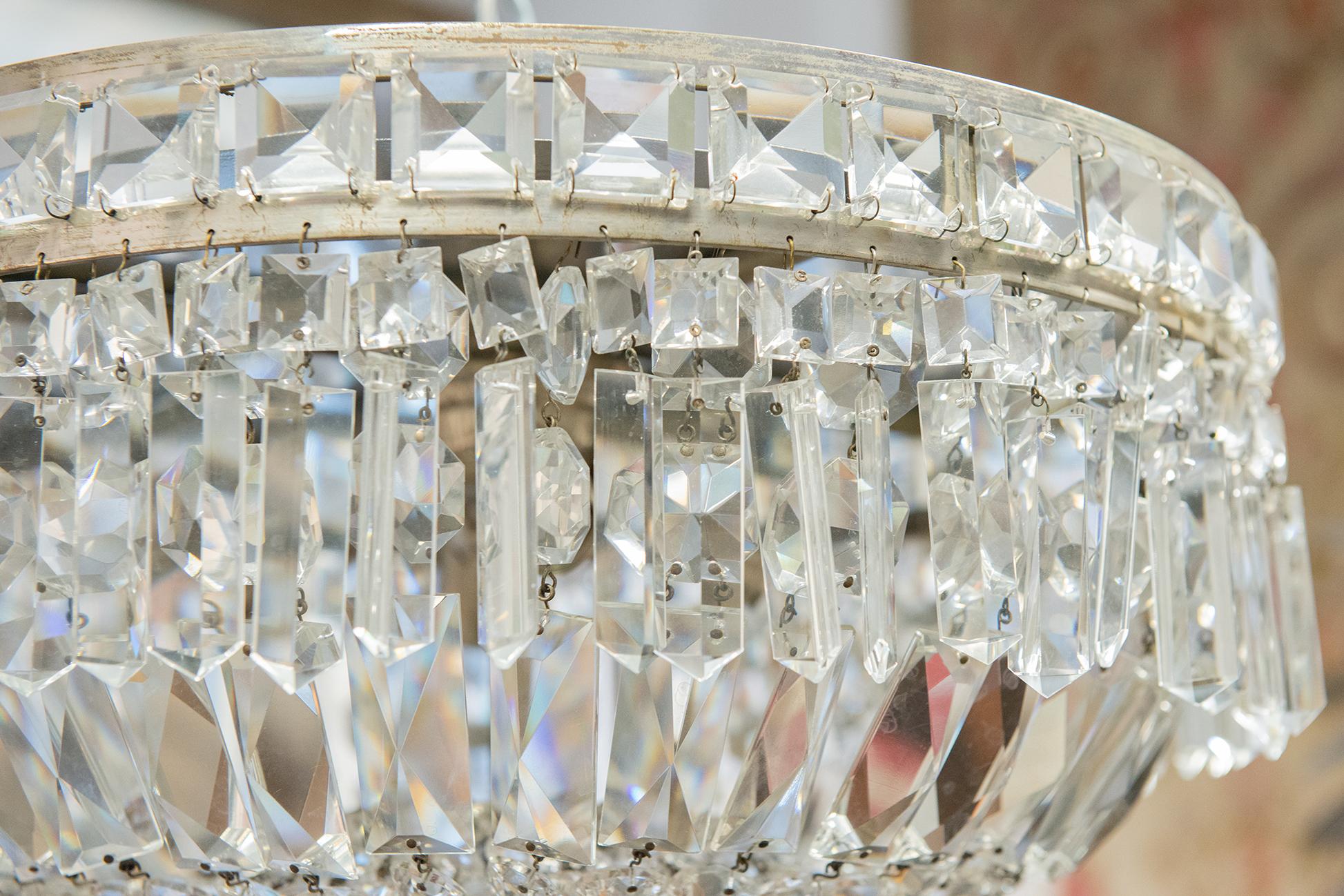 Italian Ceiling Vintage Crystal Lamp For Sale 1