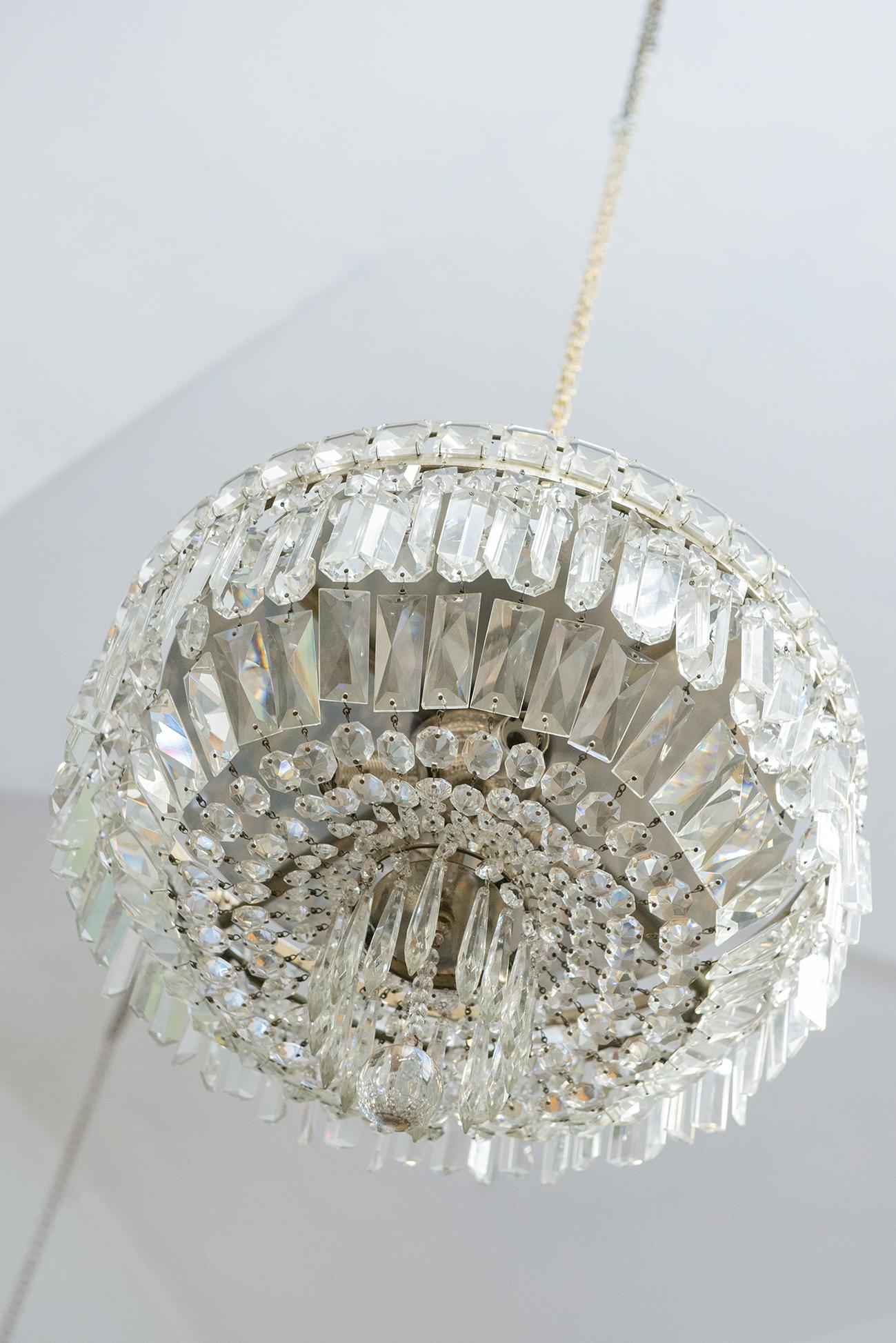 Italian Ceiling Vintage Crystal Lamp For Sale 2
