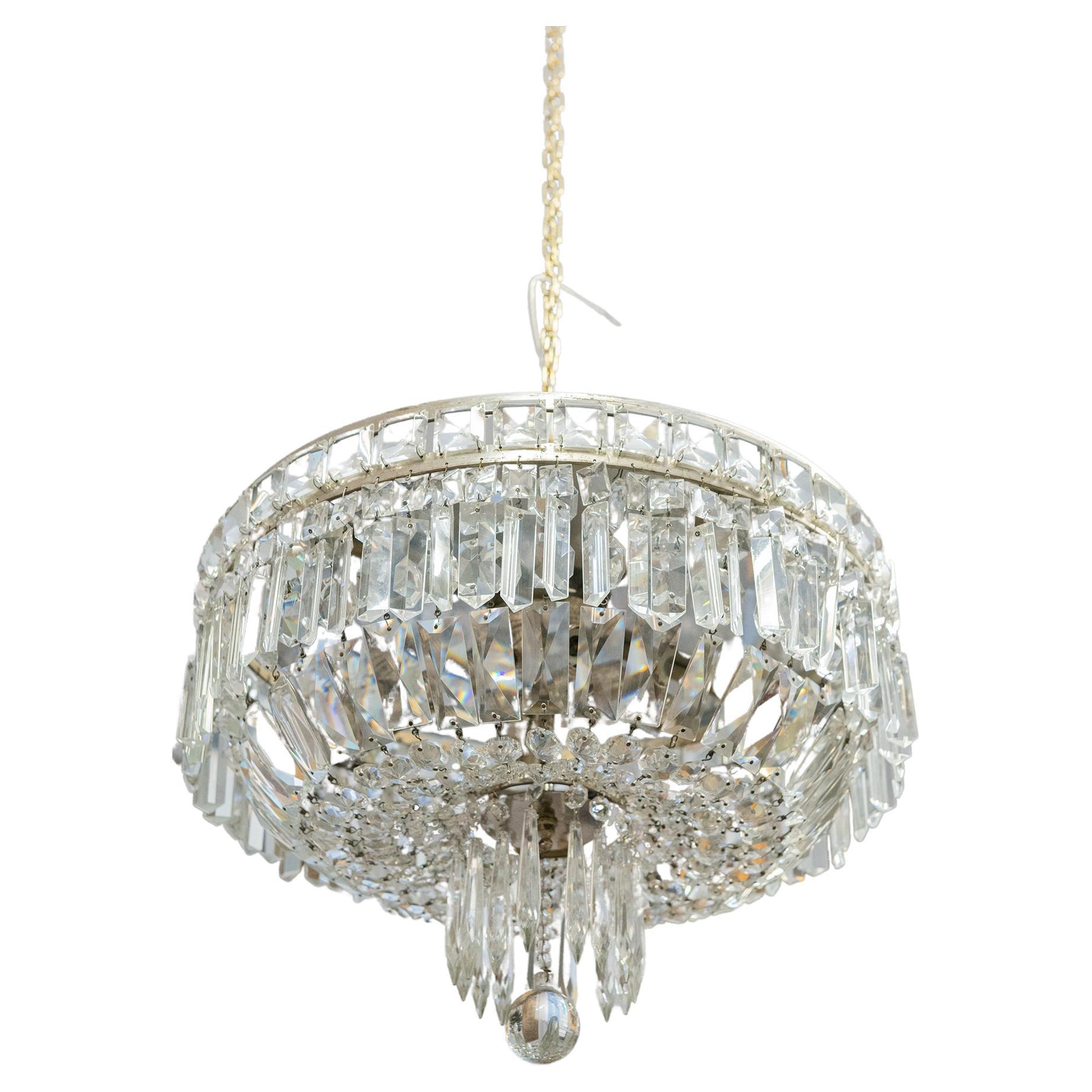 Lampe de plafond italienne vintage en cristal