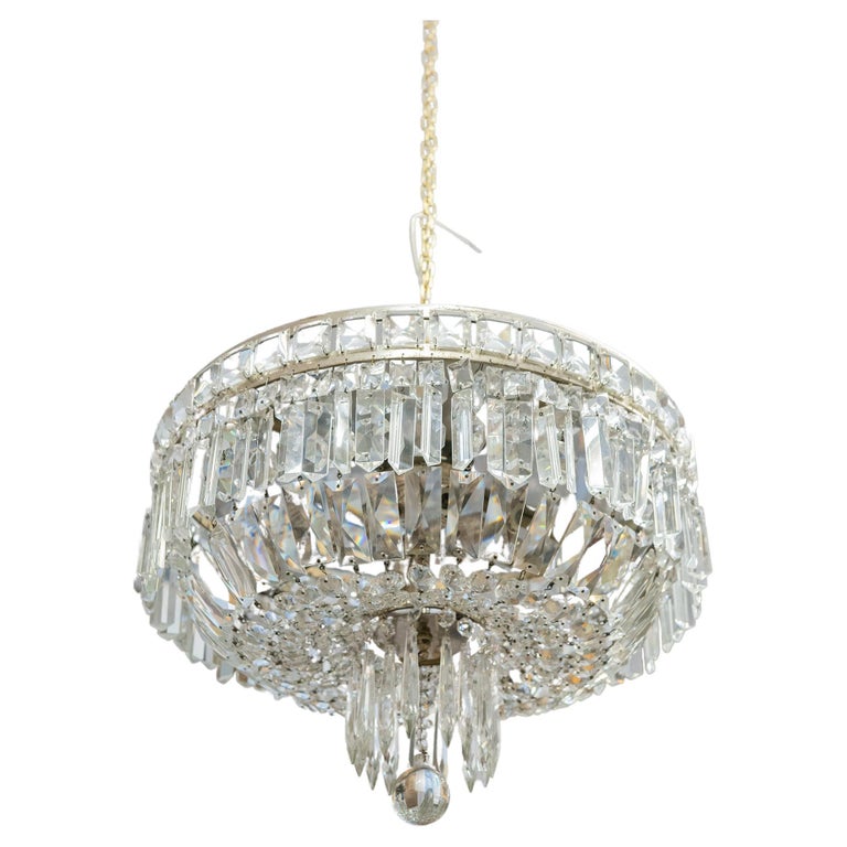Italian Ceiling Vintage Crystal Lamp For Sale at 1stDibs