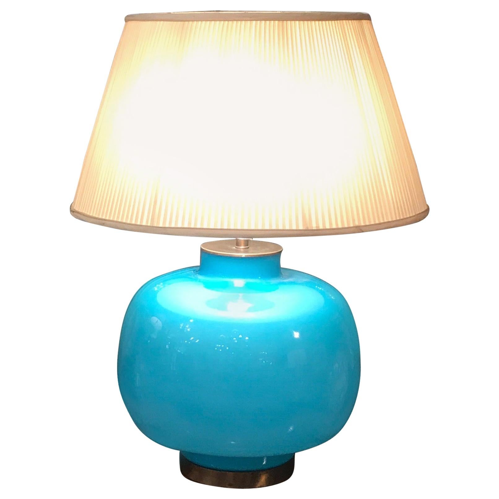 Italian Celeste Blue Murano Glass Lamp