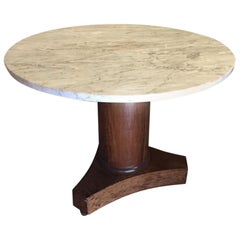 Antique Italian Centre or Dinning Table in Walnut with Carrara Marble from 19th Century