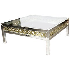 Mesa de centro italiana de cristal de dos colores de los años 80