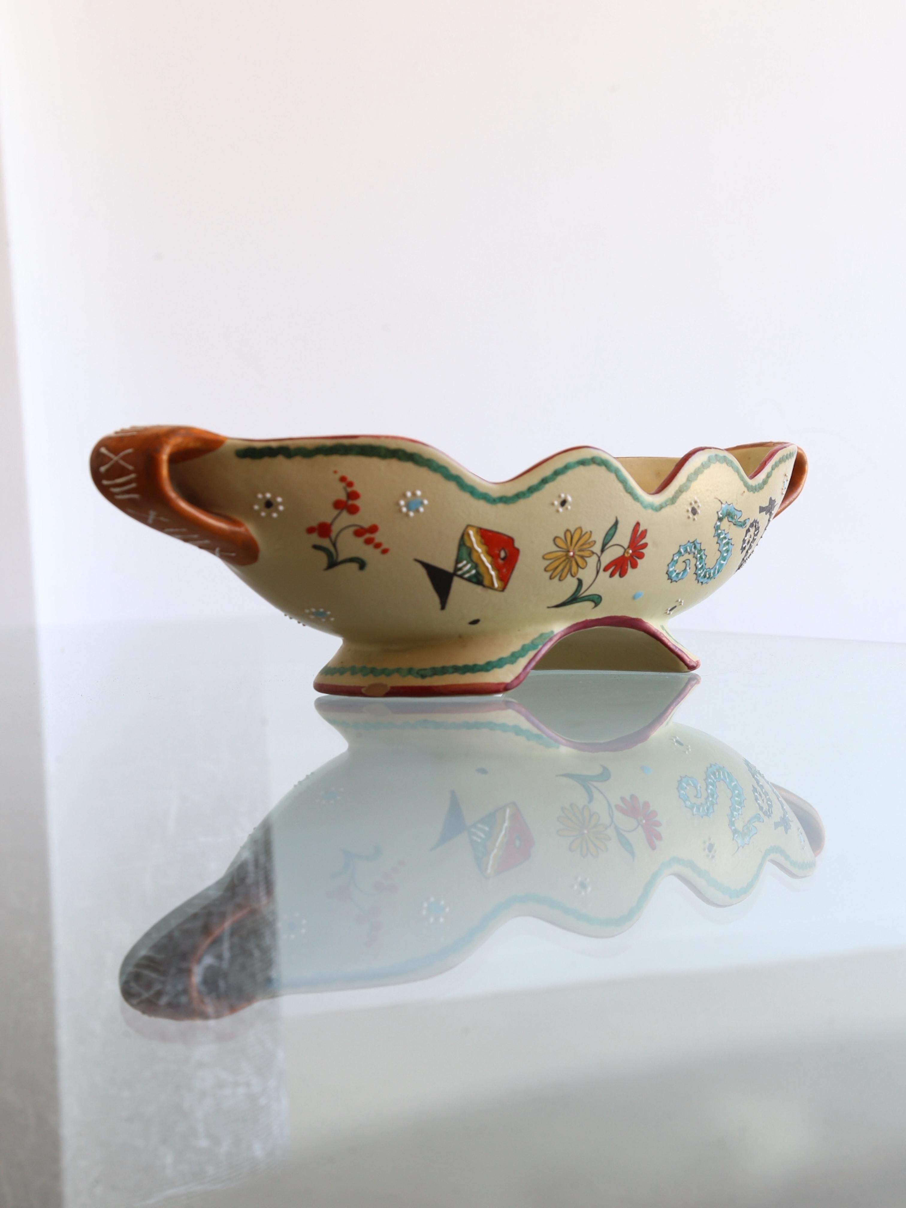 Italian Centrepiece Bowl Ceramic with Art Work by Volpi Deruta, 1960s 1