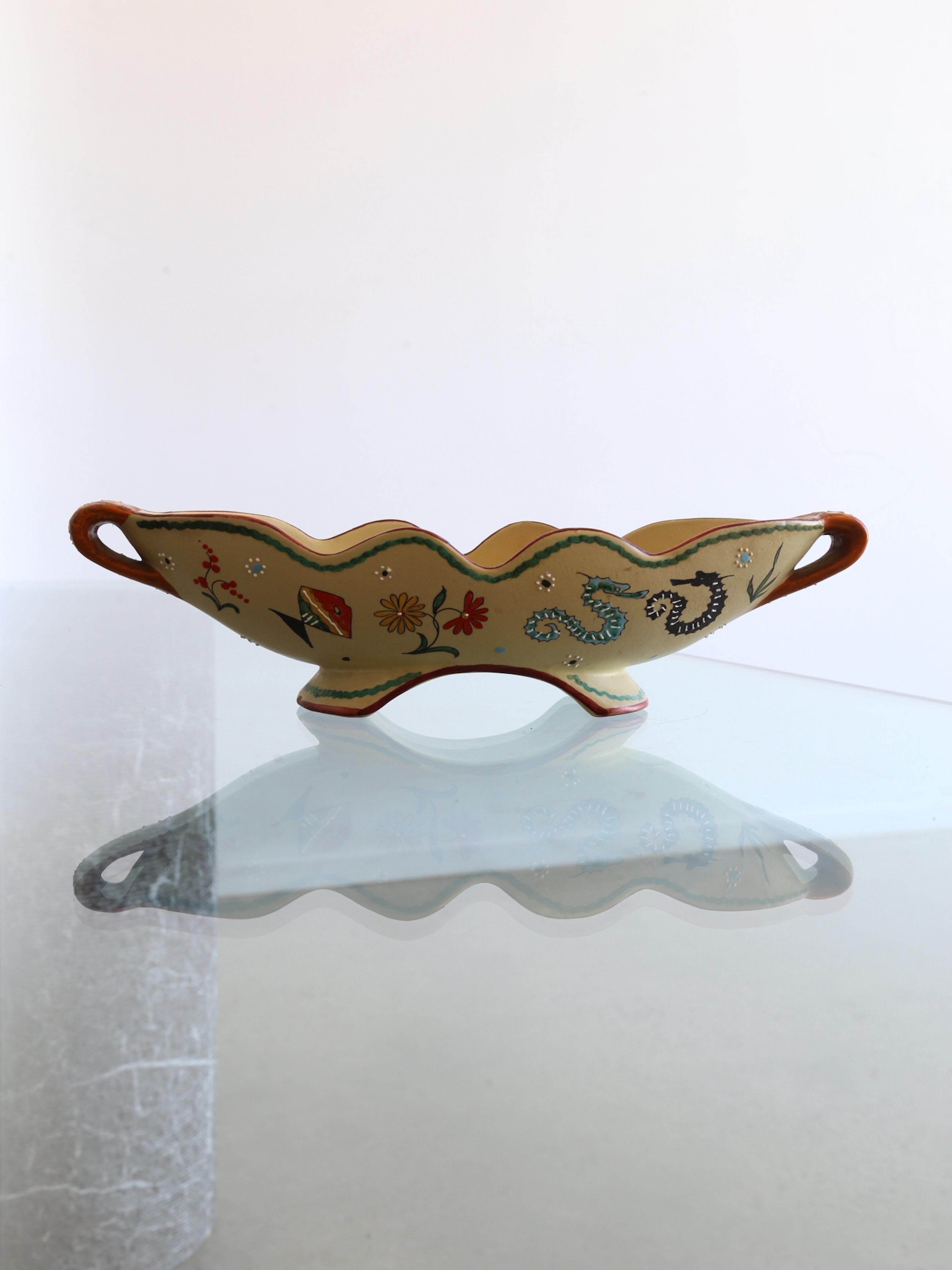 Italian Centrepiece Bowl Ceramic with Art Work by Volpi Deruta, 1960s 2