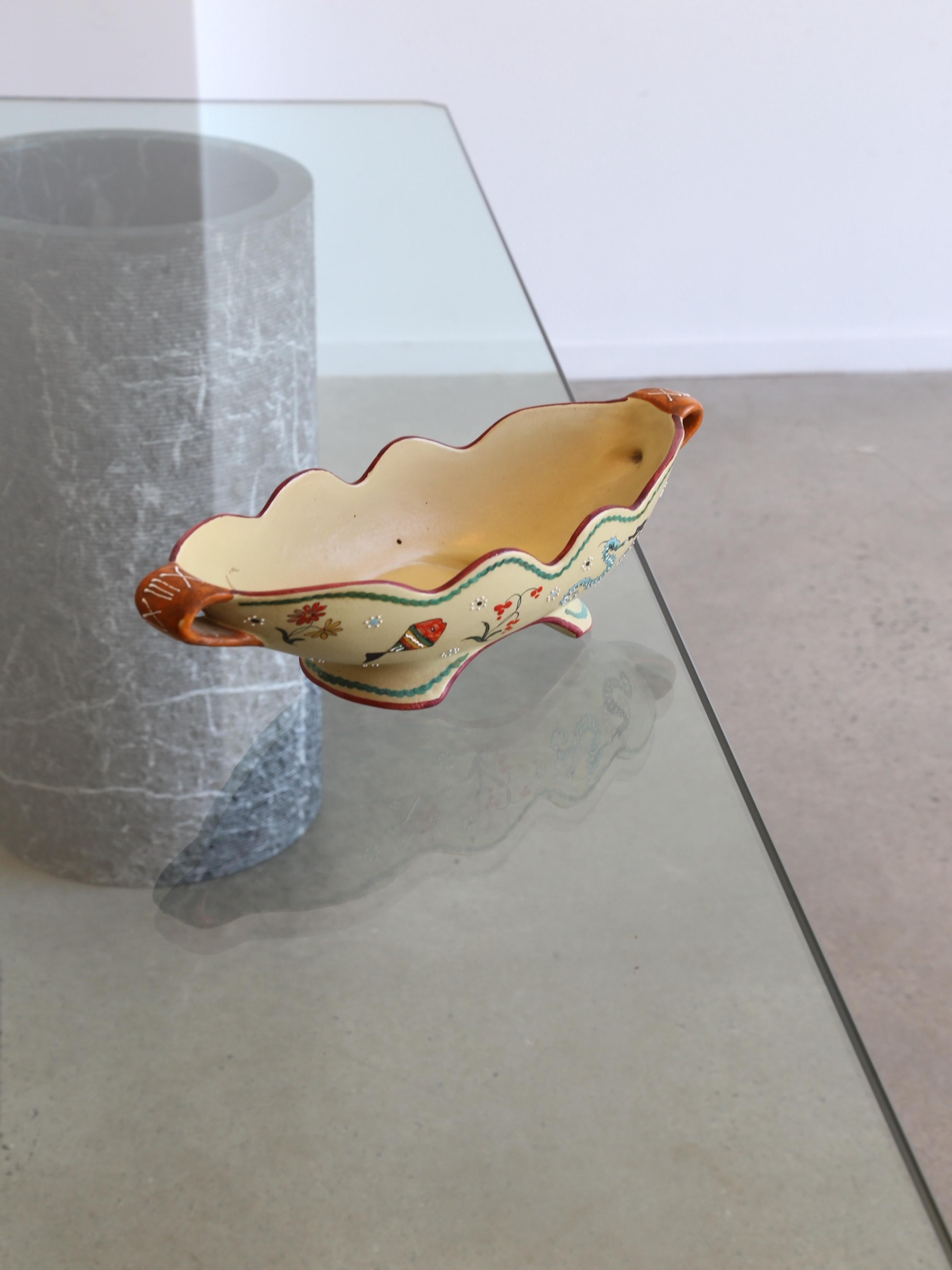 Italian Centrepiece Bowl Ceramic with Art Work by Volpi Deruta, 1960s 5
