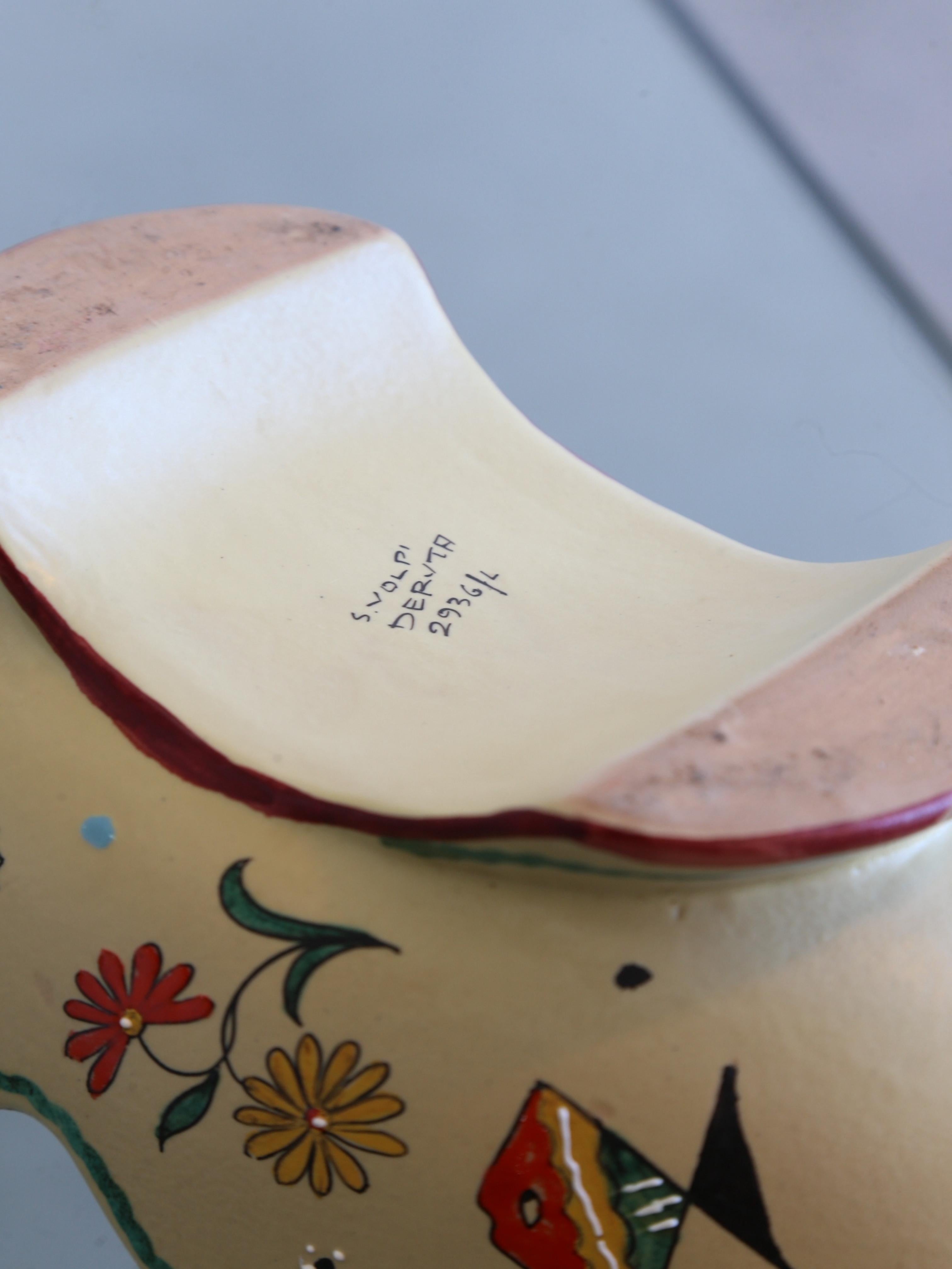 Italian Centrepiece Bowl Ceramic with Art Work by Volpi Deruta, 1960s 6