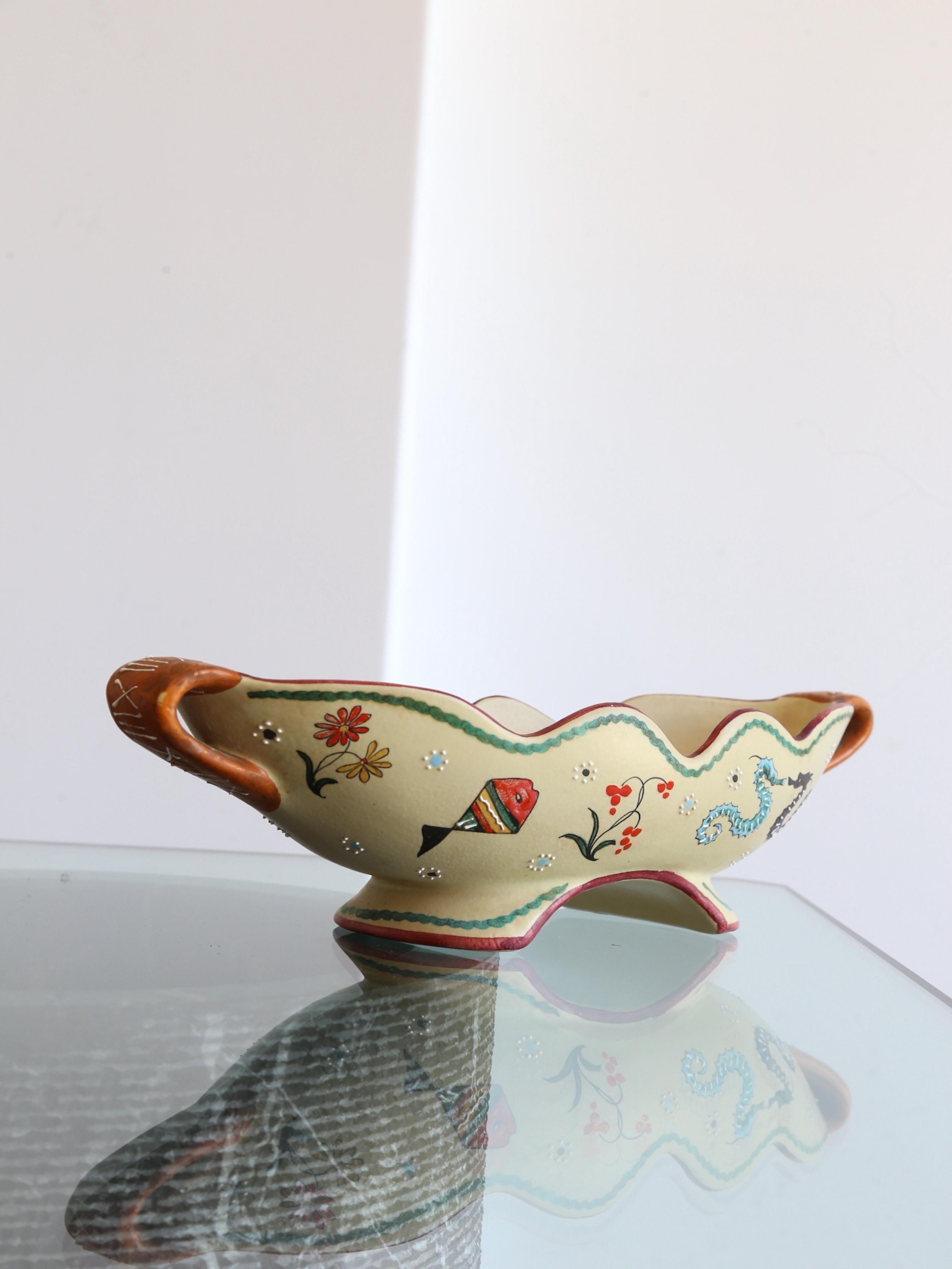 Italian Centrepiece Bowl Ceramic with Art Work by Volpi Deruta, 1960s 7