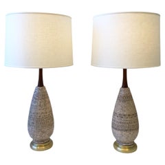 Italian Ceramic and Brass Pair of Table Lamps by Bitossi