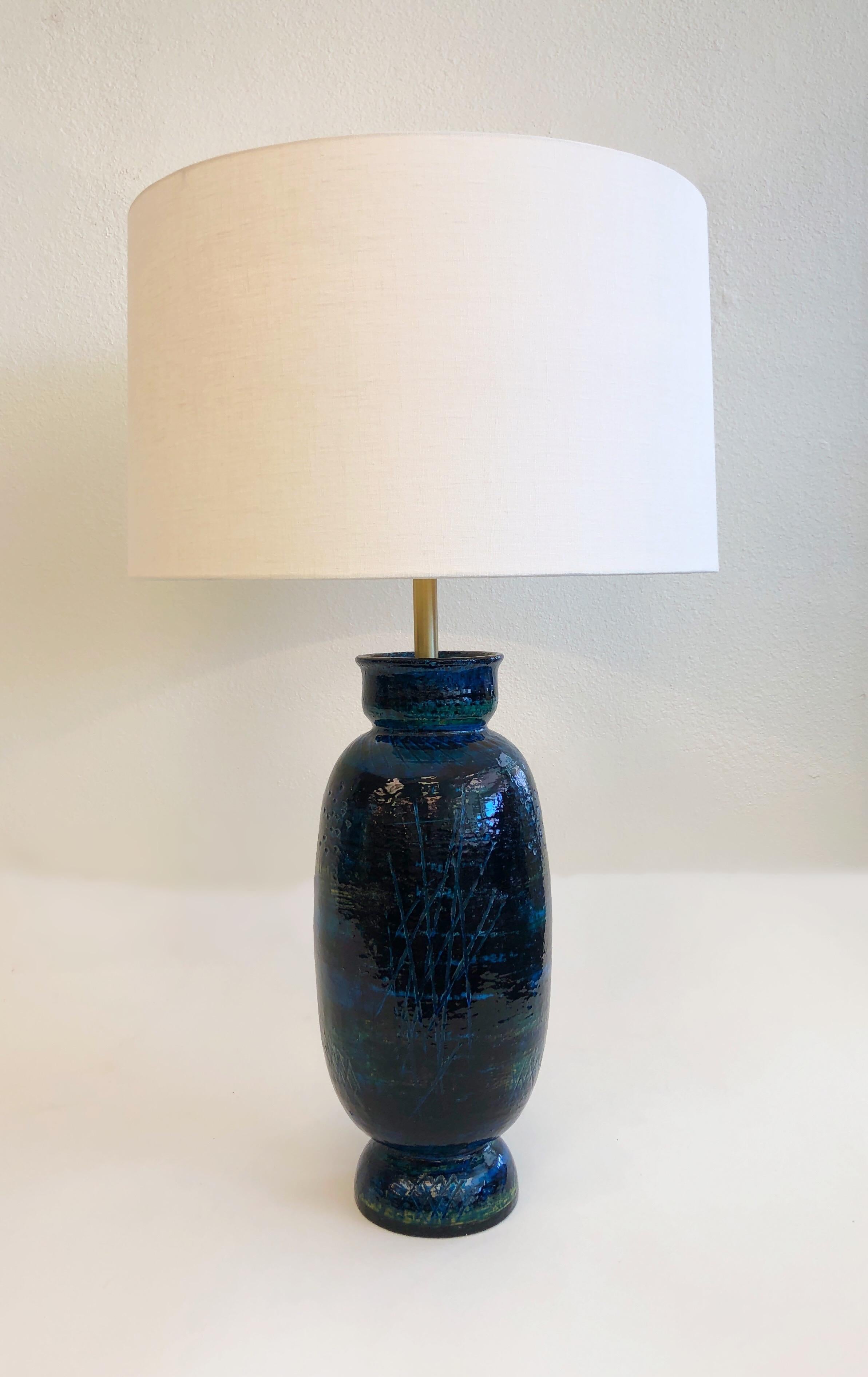 Italian Ceramic and Brass Table Lamp by Bitossi For Sale 5