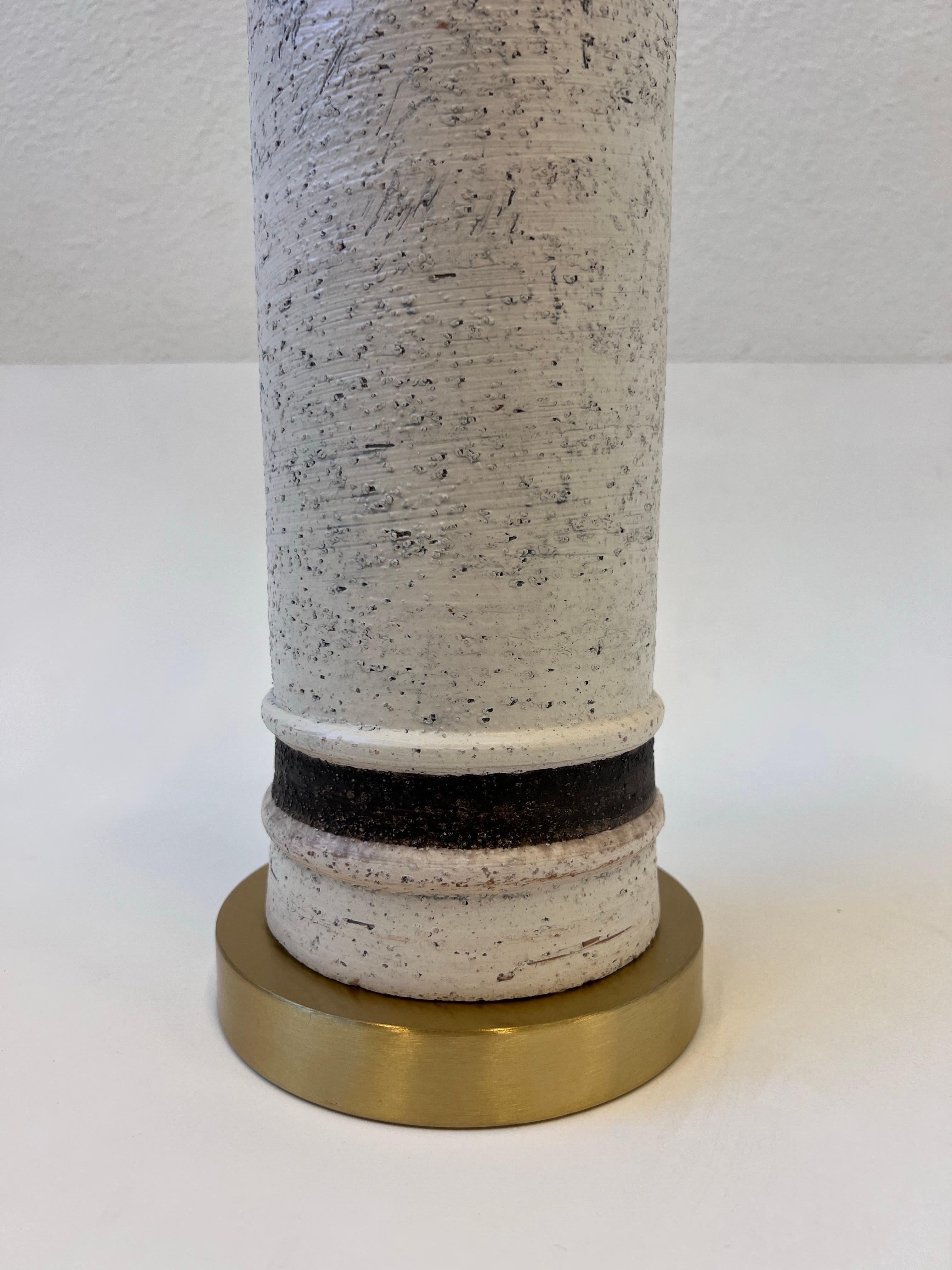 Smaltato Lampada da tavolo in ceramica e ottone di Bitossi in vendita