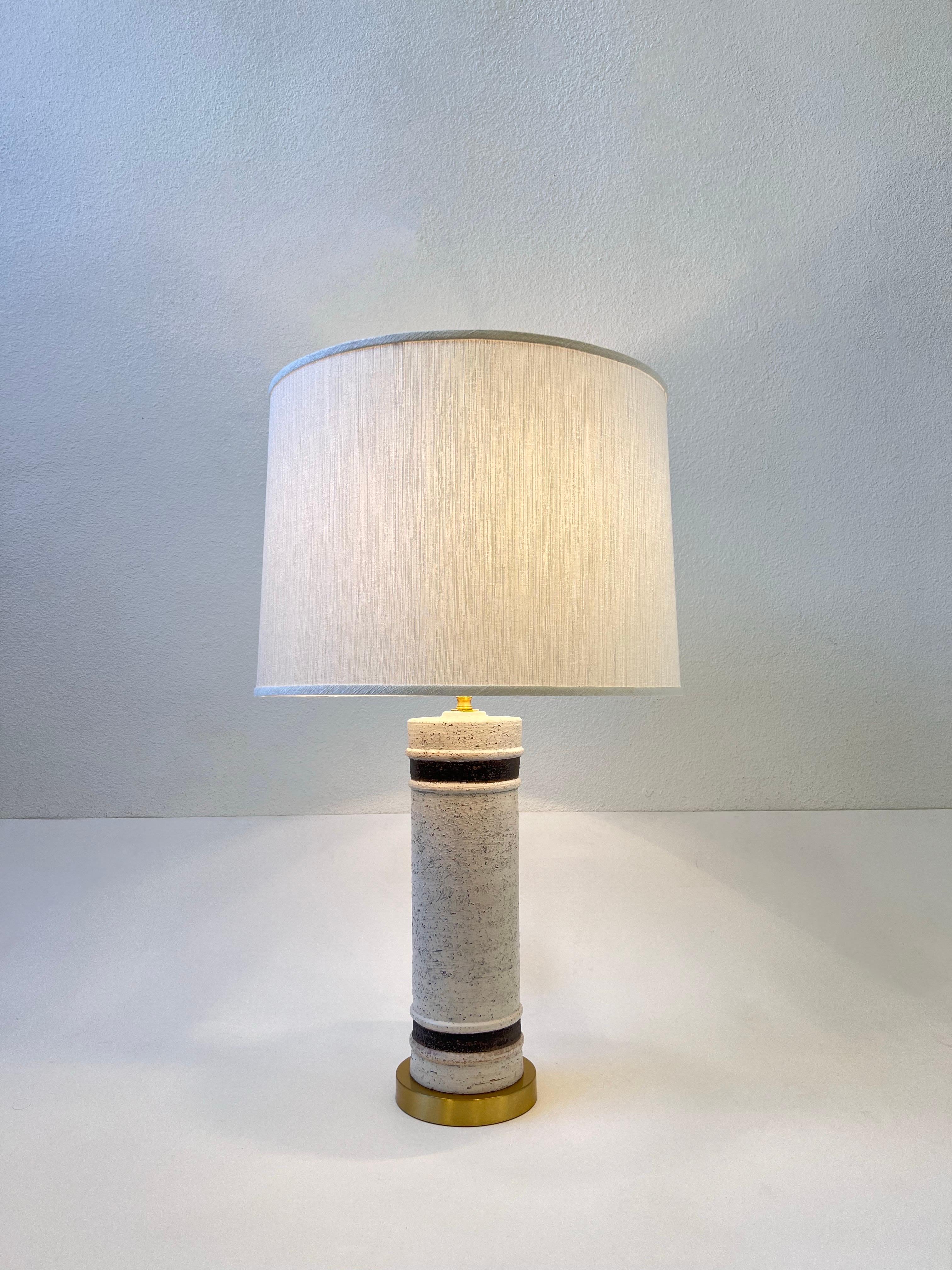 Lampe de bureau italienne en céramique et laiton par Bitossi  en vente 1
