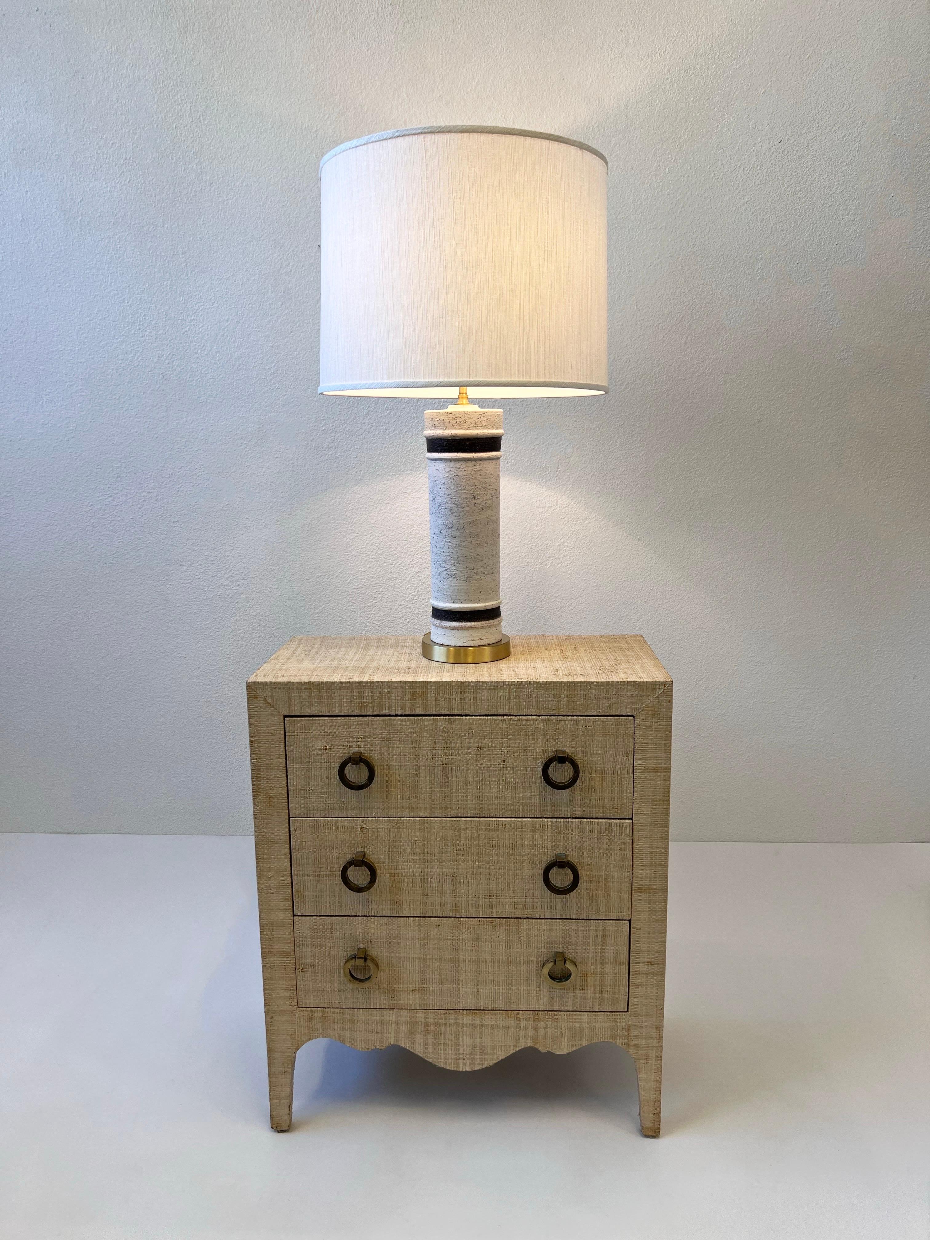 Italian Ceramic and Brass Table Lamp by Bitossi  For Sale 3