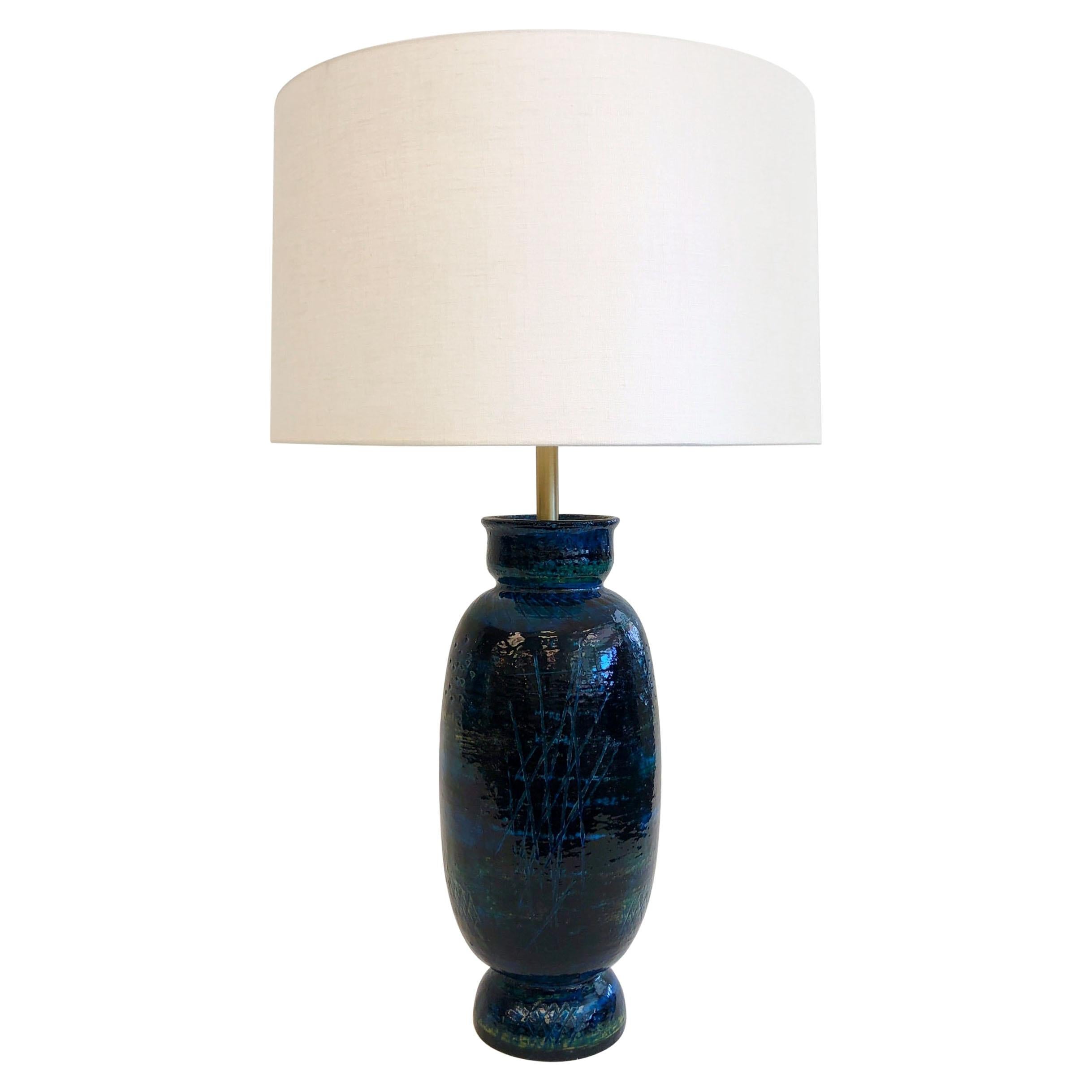 Italian Ceramic and Brass Table Lamp by Bitossi