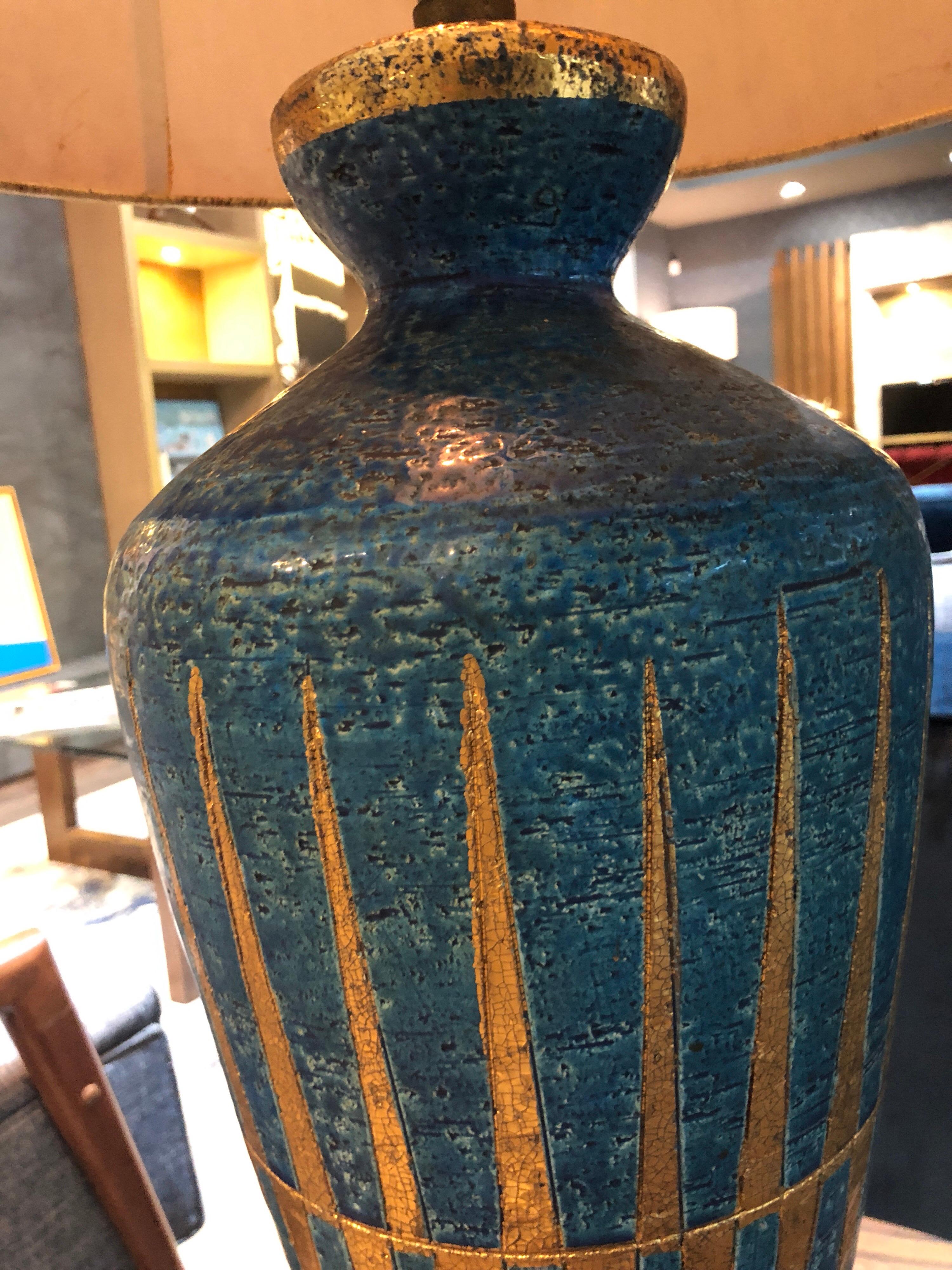 Italian Ceramic and Brass Table Lamp by Guido Bitossi for Marbro In Excellent Condition In San Pedro Garza Garcia, Nuevo Leon
