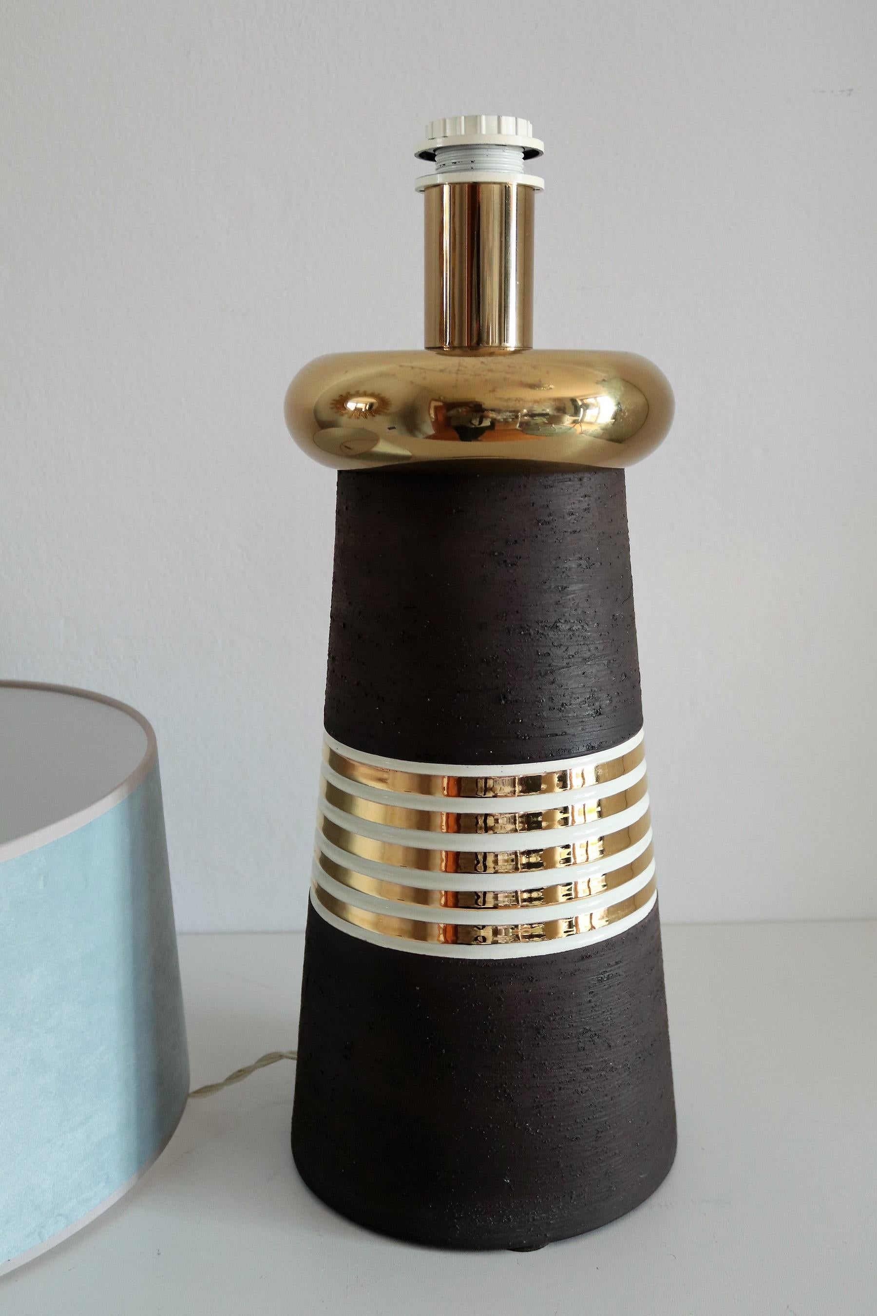 Italian Mid Century Ceramic and Brass Table Lamp by Aldo Londi for Bitossi, 1960 6