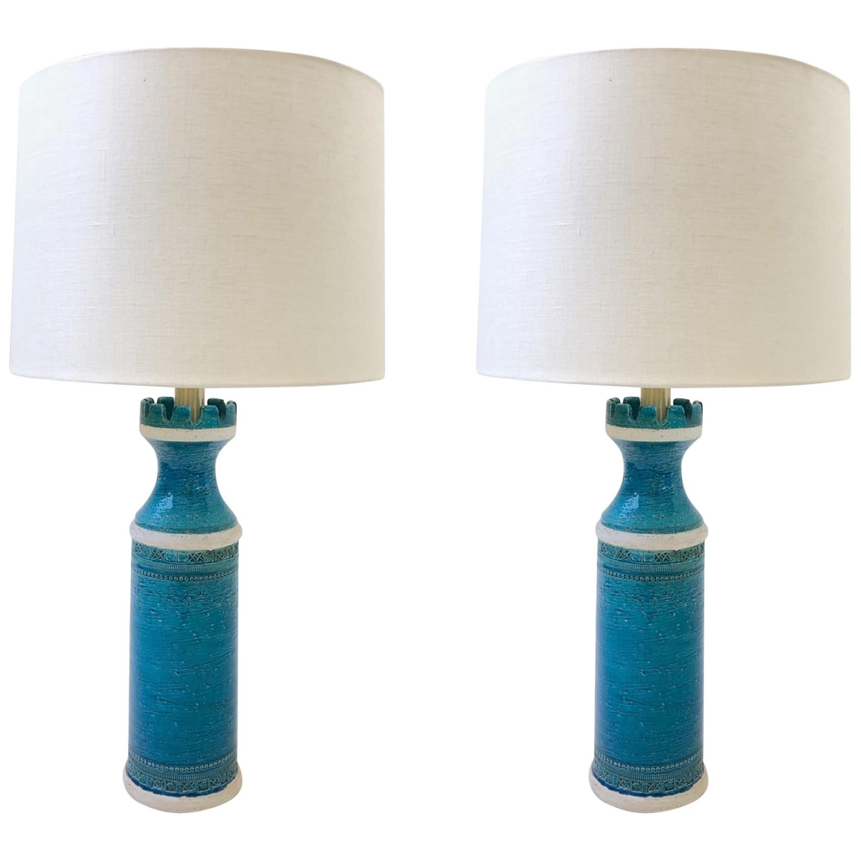 Italian Ceramic and Brass Table Lamps by Aldo Londi for Bitossi