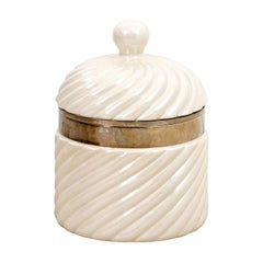 Italian Ceramic and Chrome Ice Bucket by Tommasso Barbi