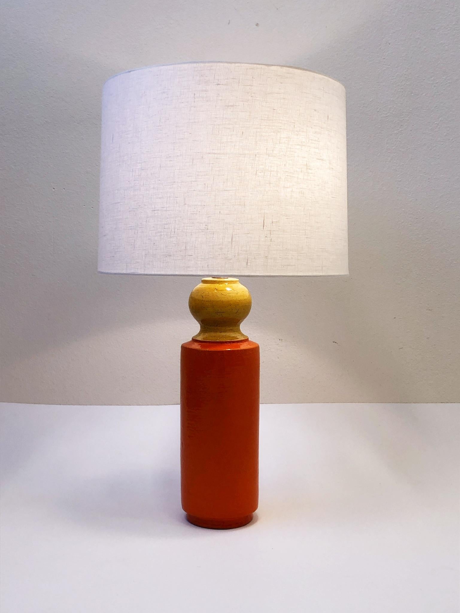 Mid-Century Modern Italian Ceramic and Nickel Table Lamp by Bitossi