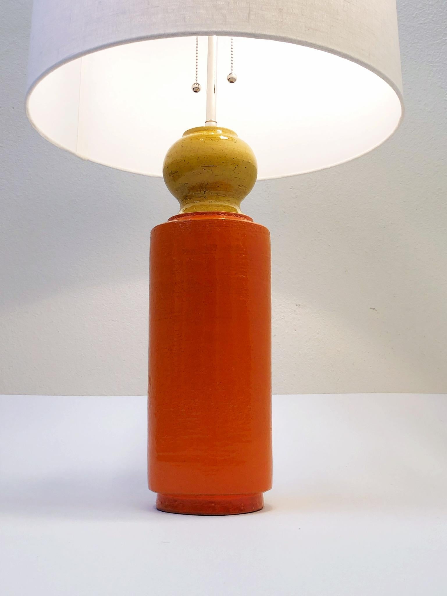 Glazed Italian Ceramic and Nickel Table Lamp by Bitossi