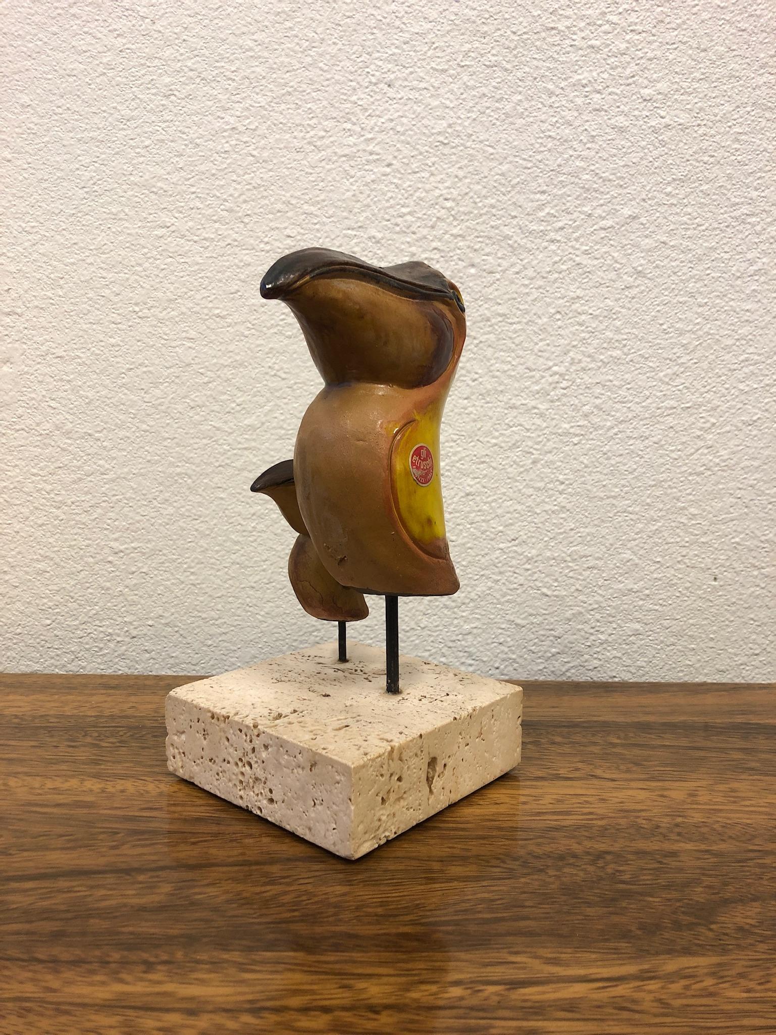 Mid-20th Century Italian Ceramic and Travertine Pelicans by Gil Etruschi for Raymor