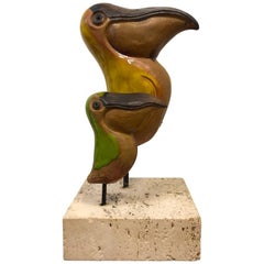 Italian Ceramic and Travertine Pelicans by Gil Etruschi for Raymor