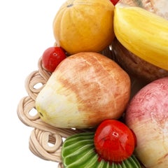 Italienische Keramik Bassano Majolika Trompe L'Oeil Obst Centerpiece Korb