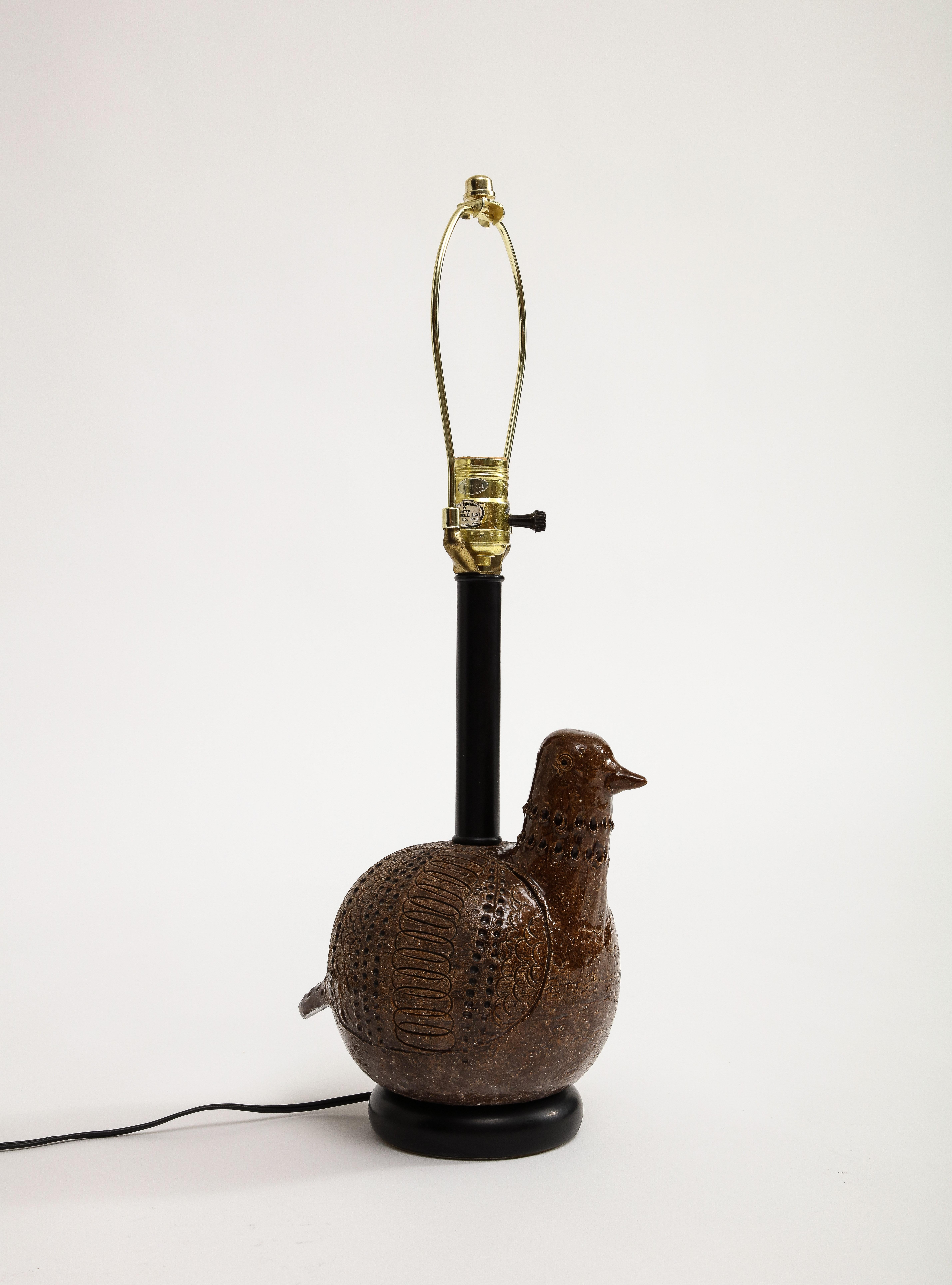 Italian Ceramic Bird Table Lamp by Aldo Londi for Bitossi  In Good Condition In Chicago, IL