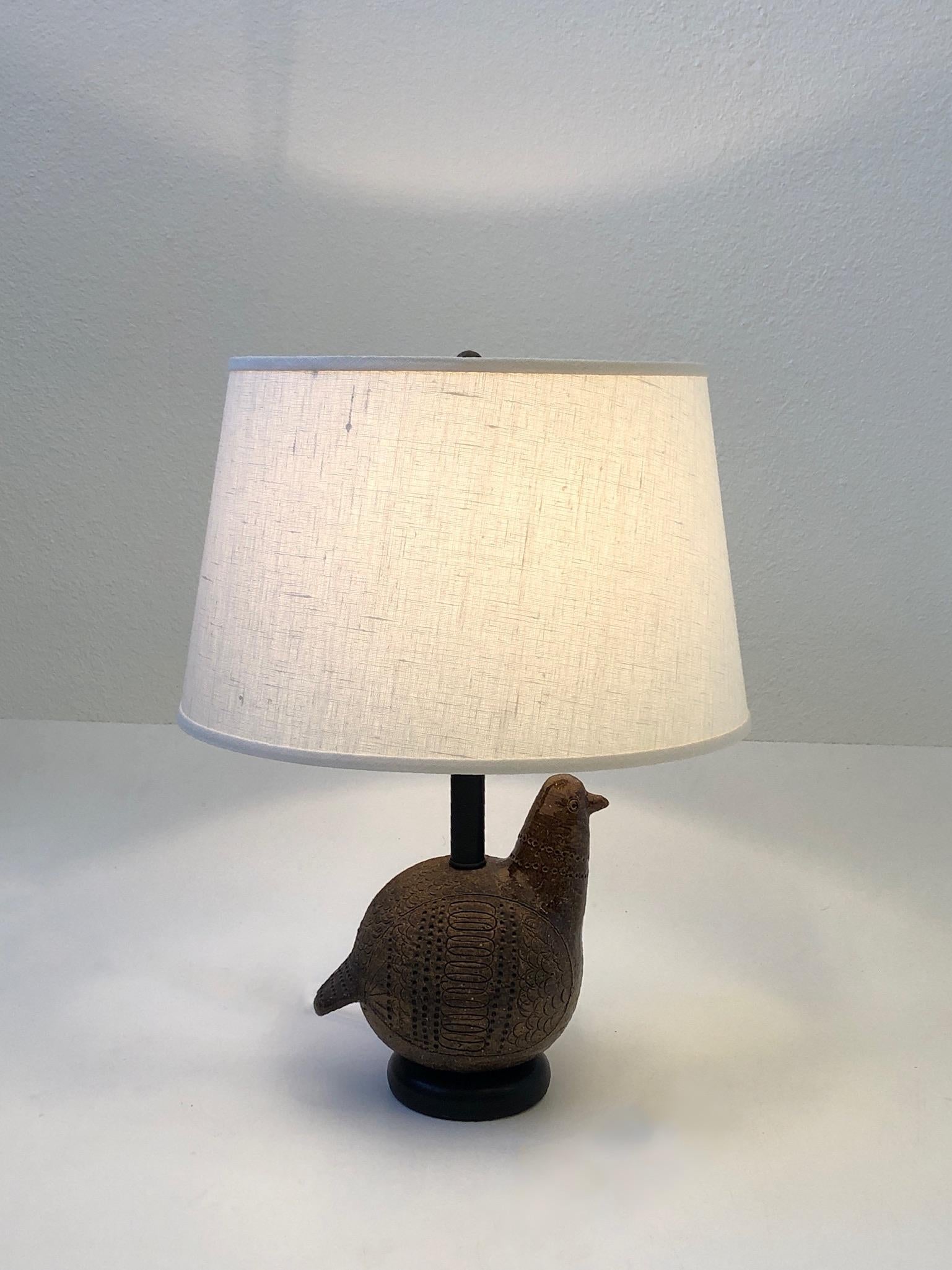 Lacquered Italian Ceramic Bird Table Lamp by Bitossi