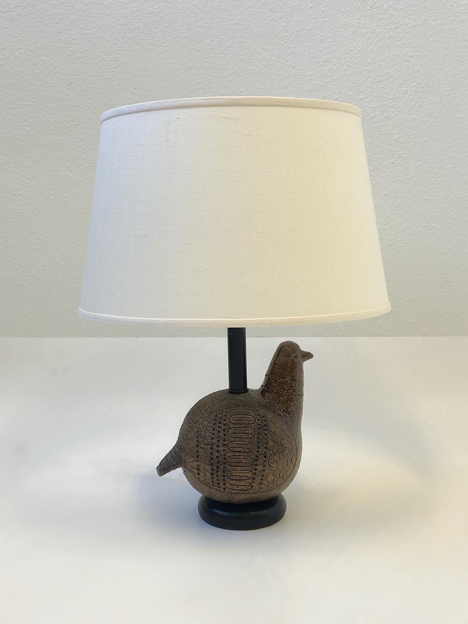 Italian Ceramic Bird Table Lamp by Bitossi In Excellent Condition In Palm Springs, CA