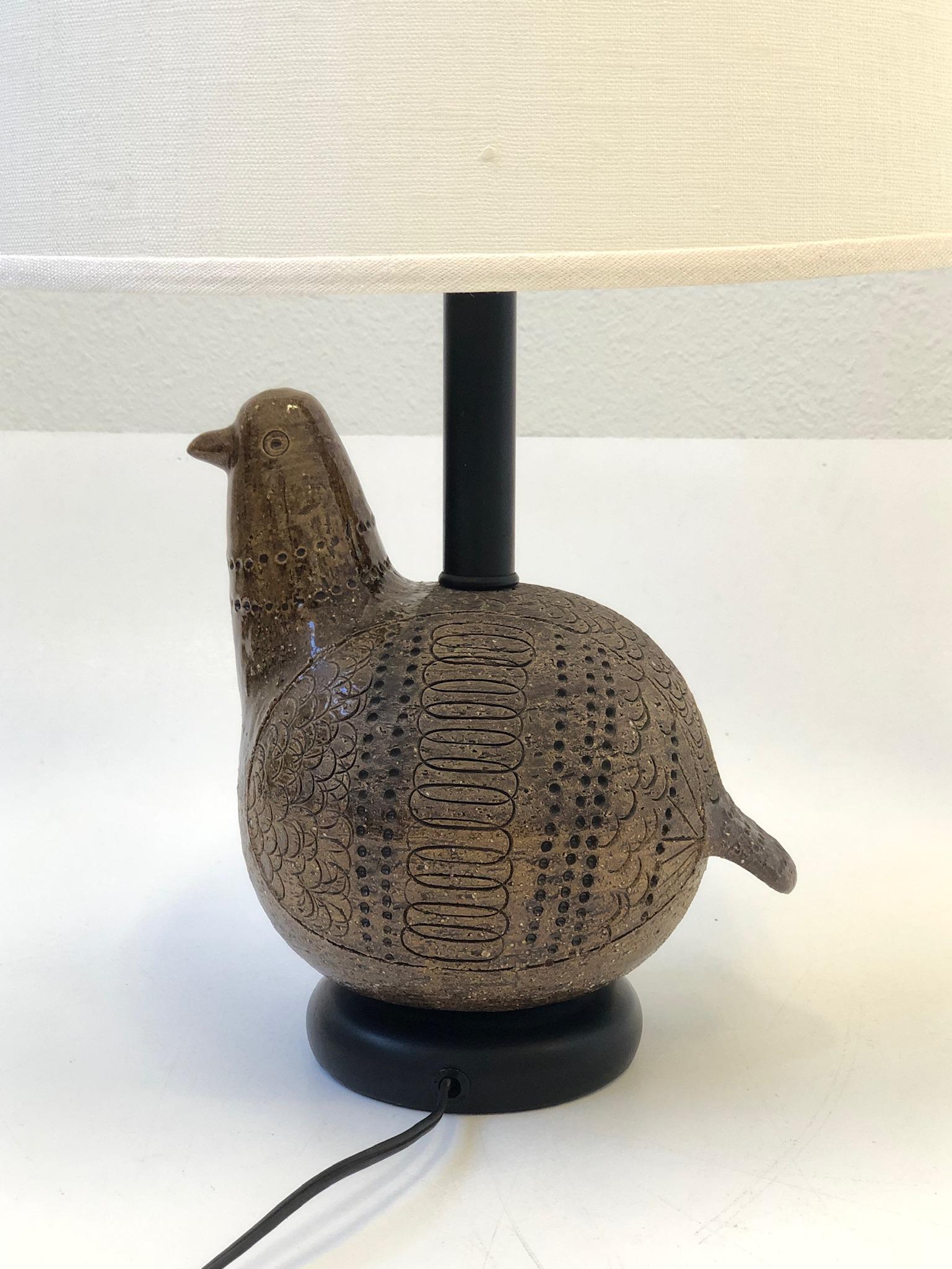 Metal Italian Ceramic Bird Table Lamp by Bitossi