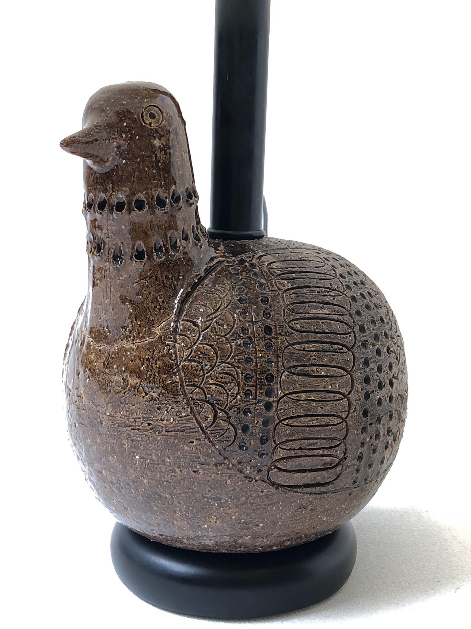 Glazed Italian Ceramic Bird Table Lamp by Bitossi
