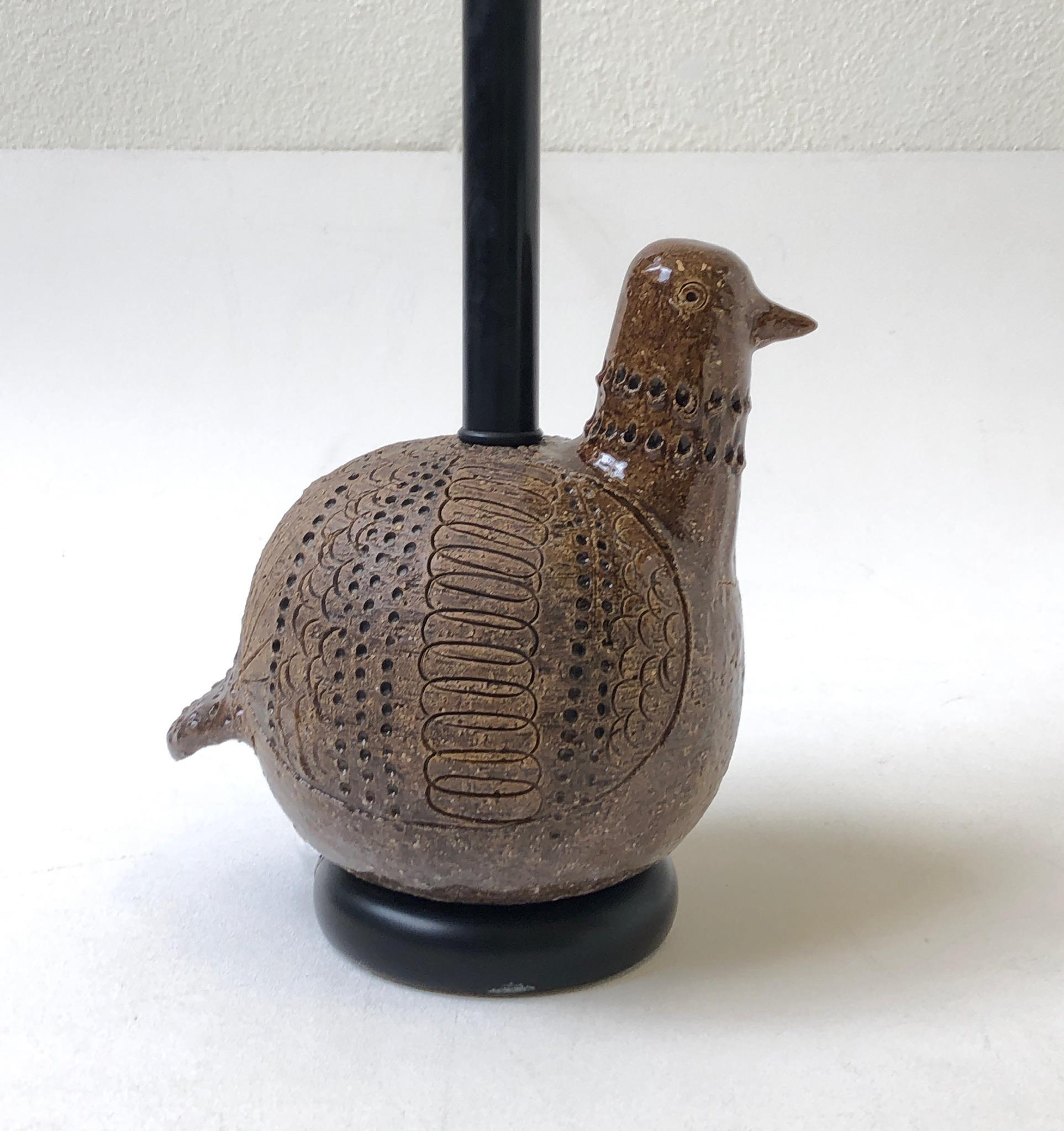 Italian Ceramic Bird Table Lamp by Bitossi In Excellent Condition In Palm Springs, CA