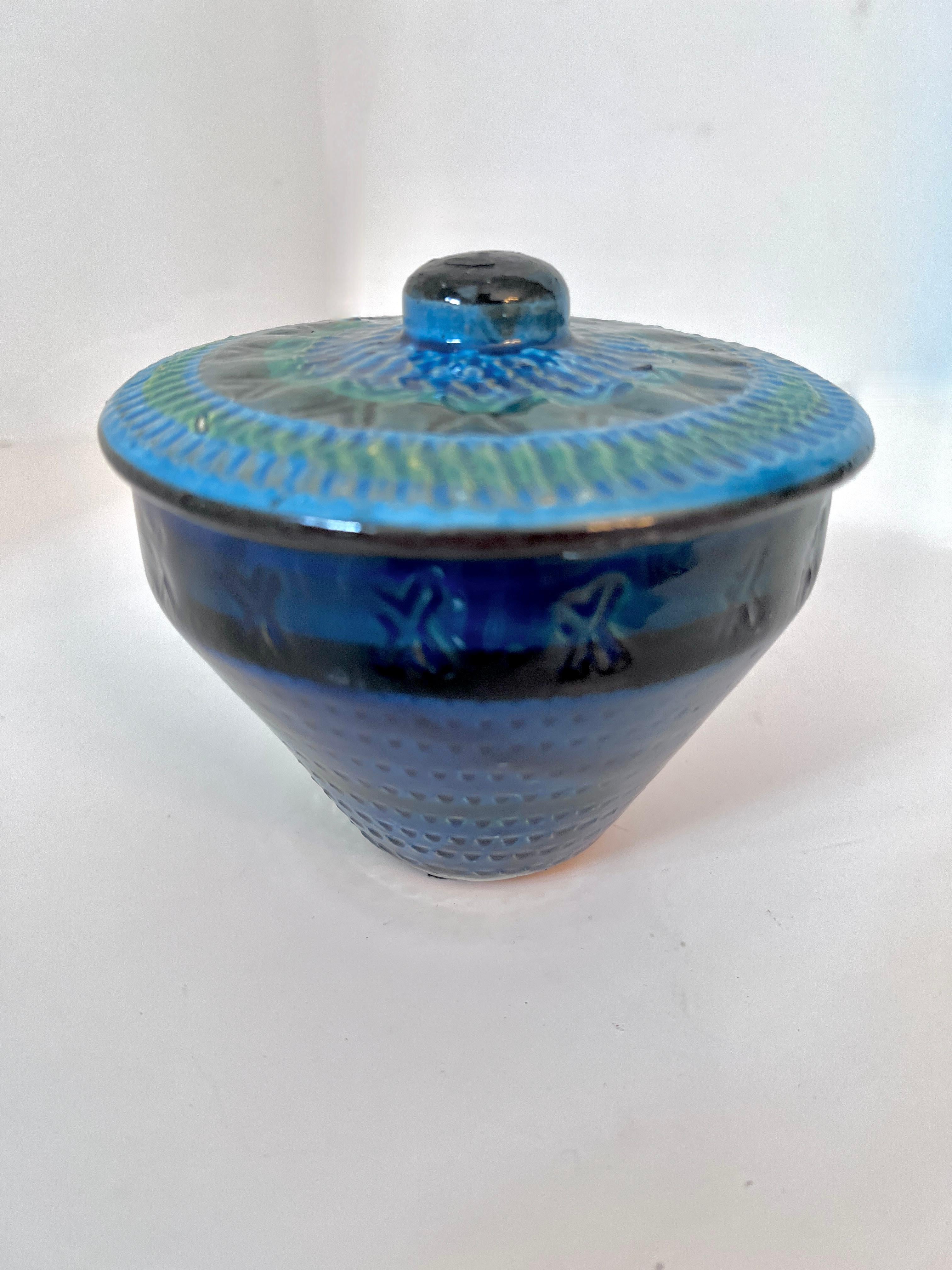 Mid-Century Modern Italian Ceramic Bitossi Lidded Jar or Bowl  For Sale