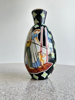 Vase noir en céramique italienne par Imola