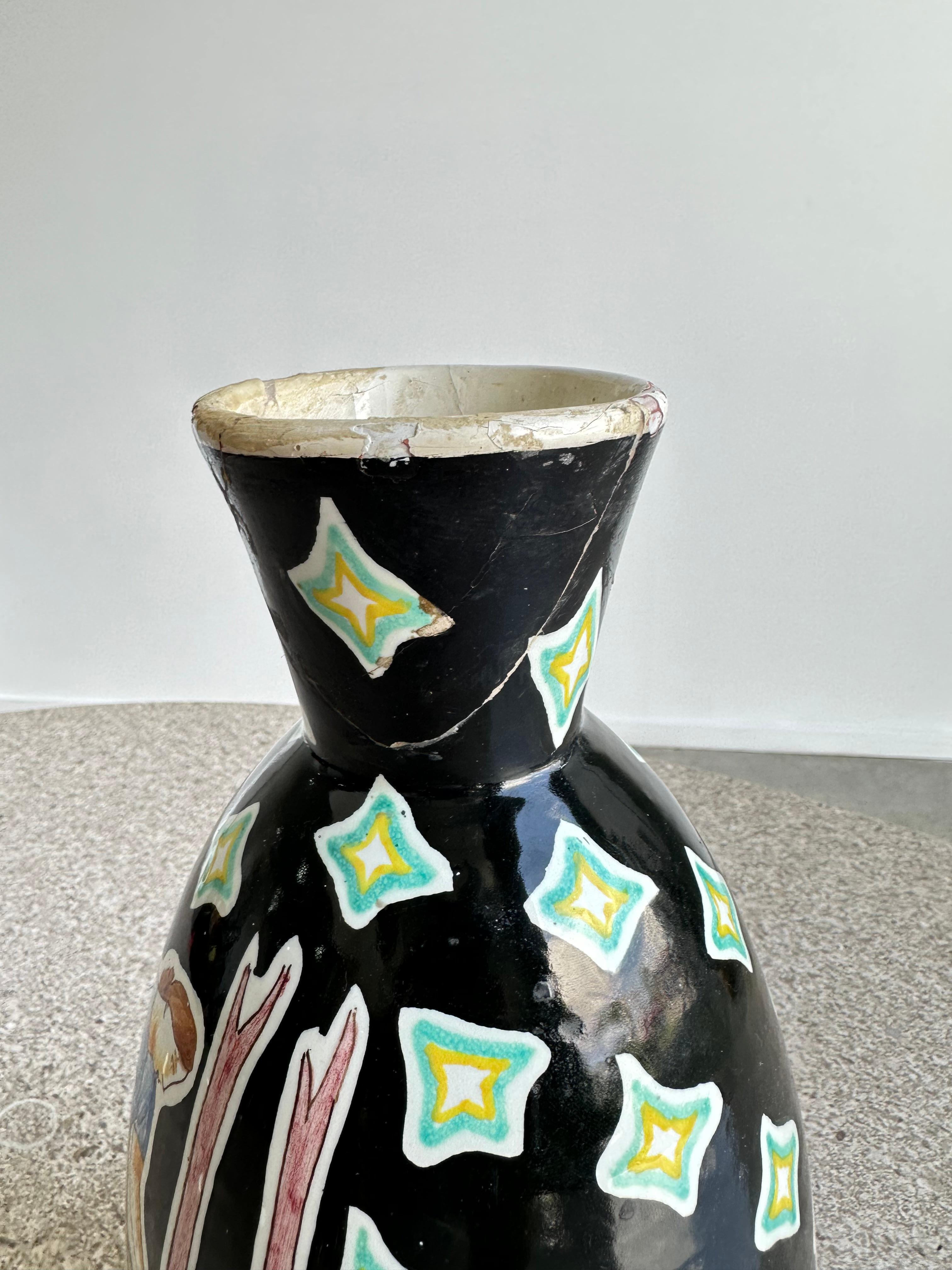Italian Ceramic Black Vase by Imola In Fair Condition In Byron Bay, NSW