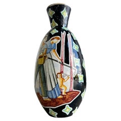 Vase noir en céramique italienne par Imola