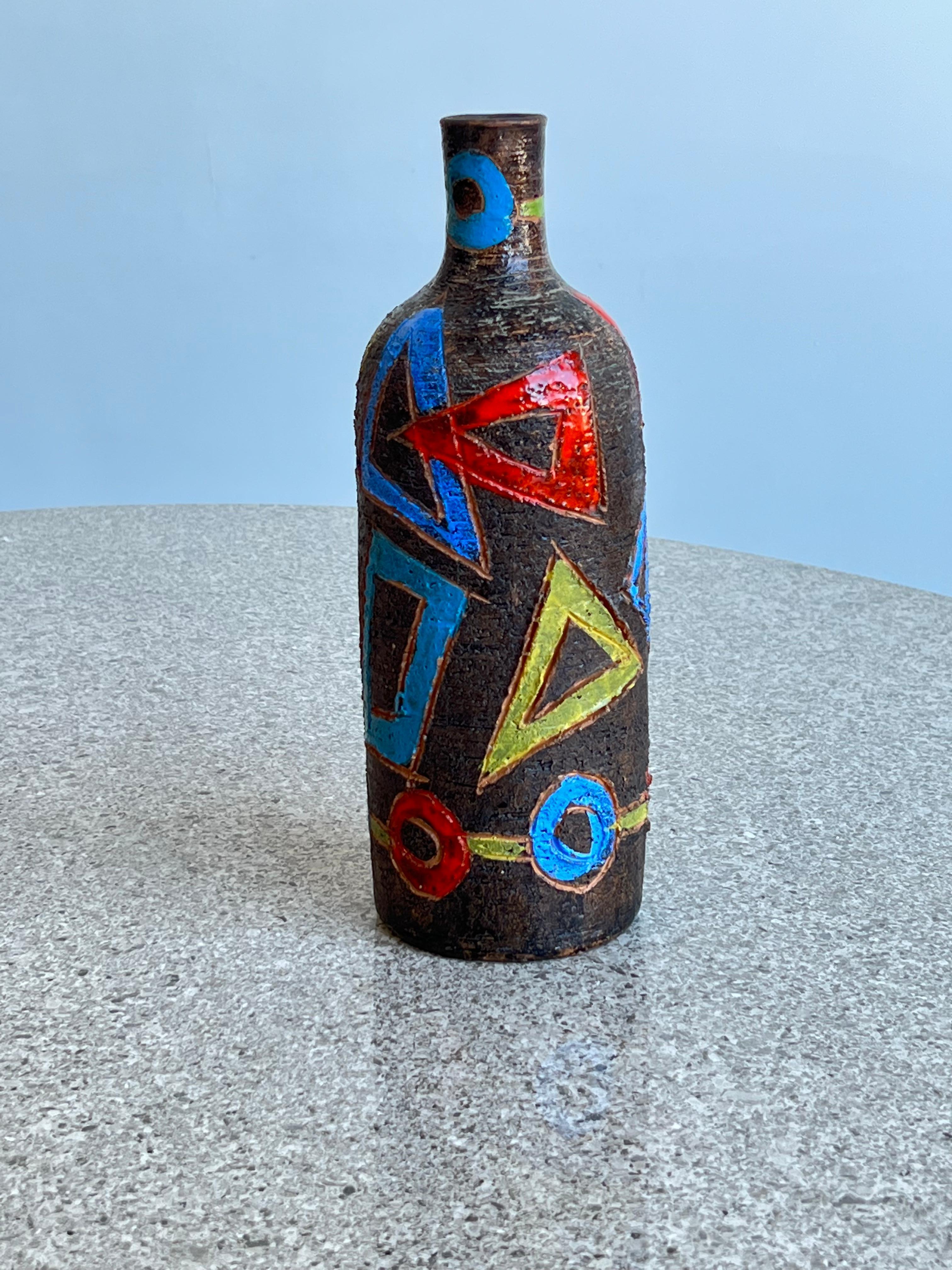 Glazed Italian Ceramic Bottle 