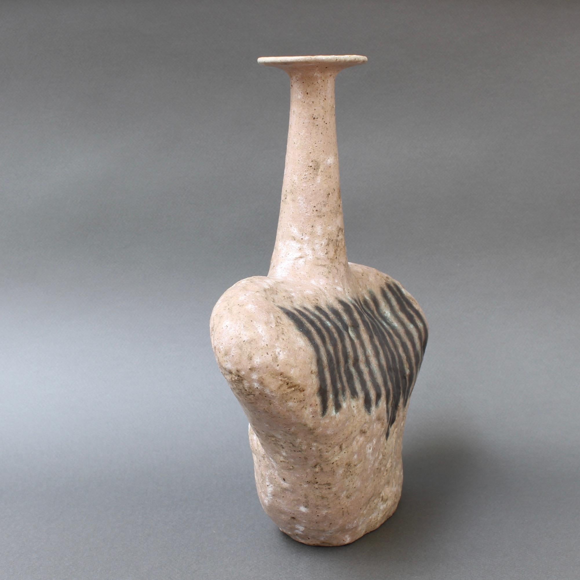 Late 20th Century Italian Ceramic Bottle-Shaped Vase by Bruno Gambone, circa 1980s For Sale