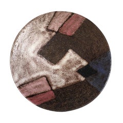 Italian Ceramic Bowl, Abstract, Geometric, White, Blue, Pink, Signed