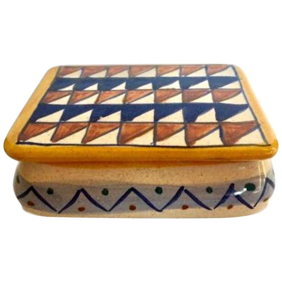 Italian Ceramic Box with Triangle Motif