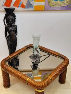 Italian ceramic / brass design coffee table, Tommaso Barbi, 1960's