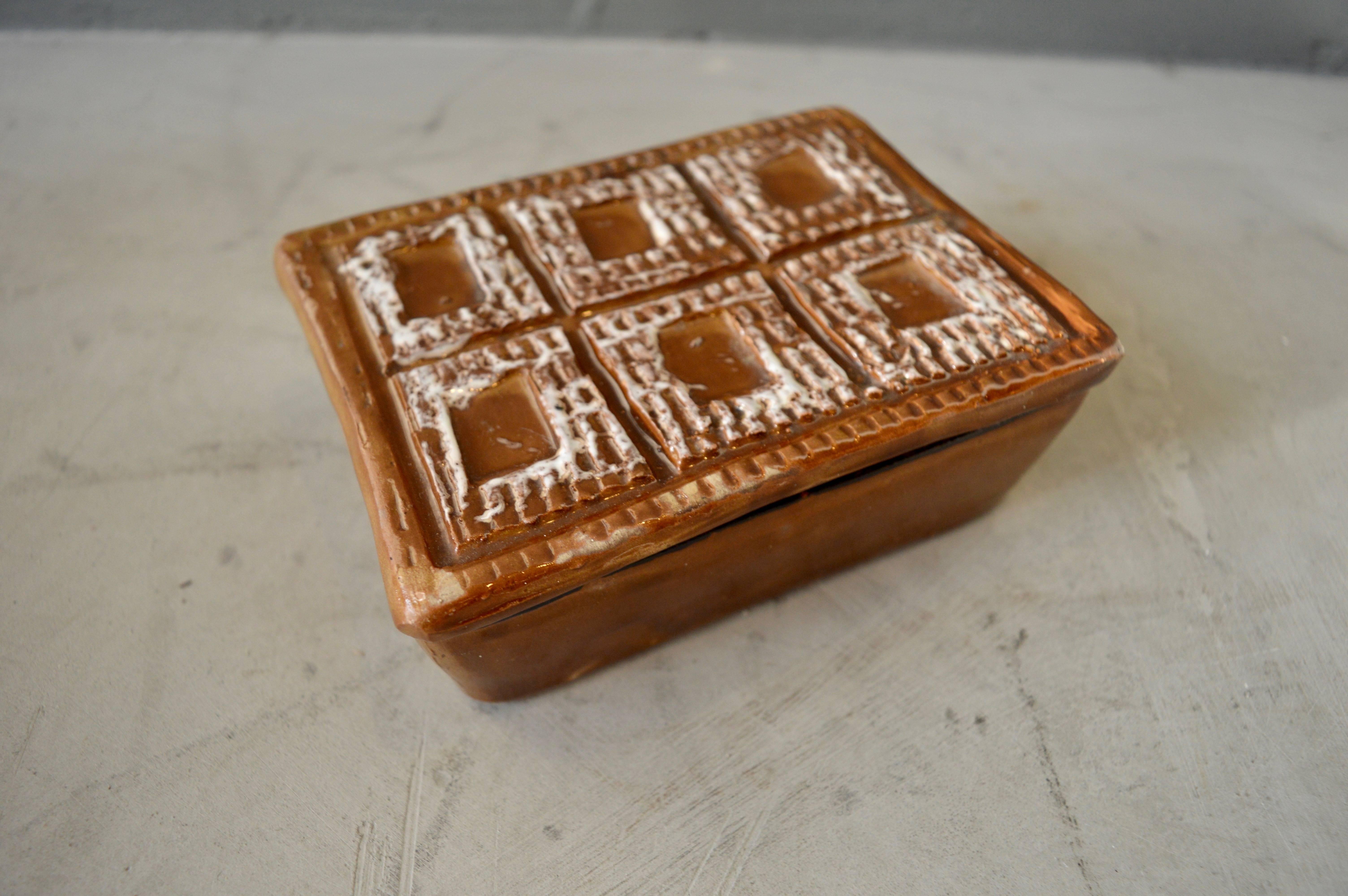 Late 20th Century Italian Ceramic Brown Box