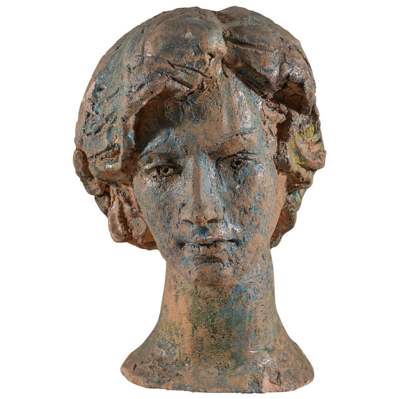 Italian Ceramic Bust by Angelo Grilli 2